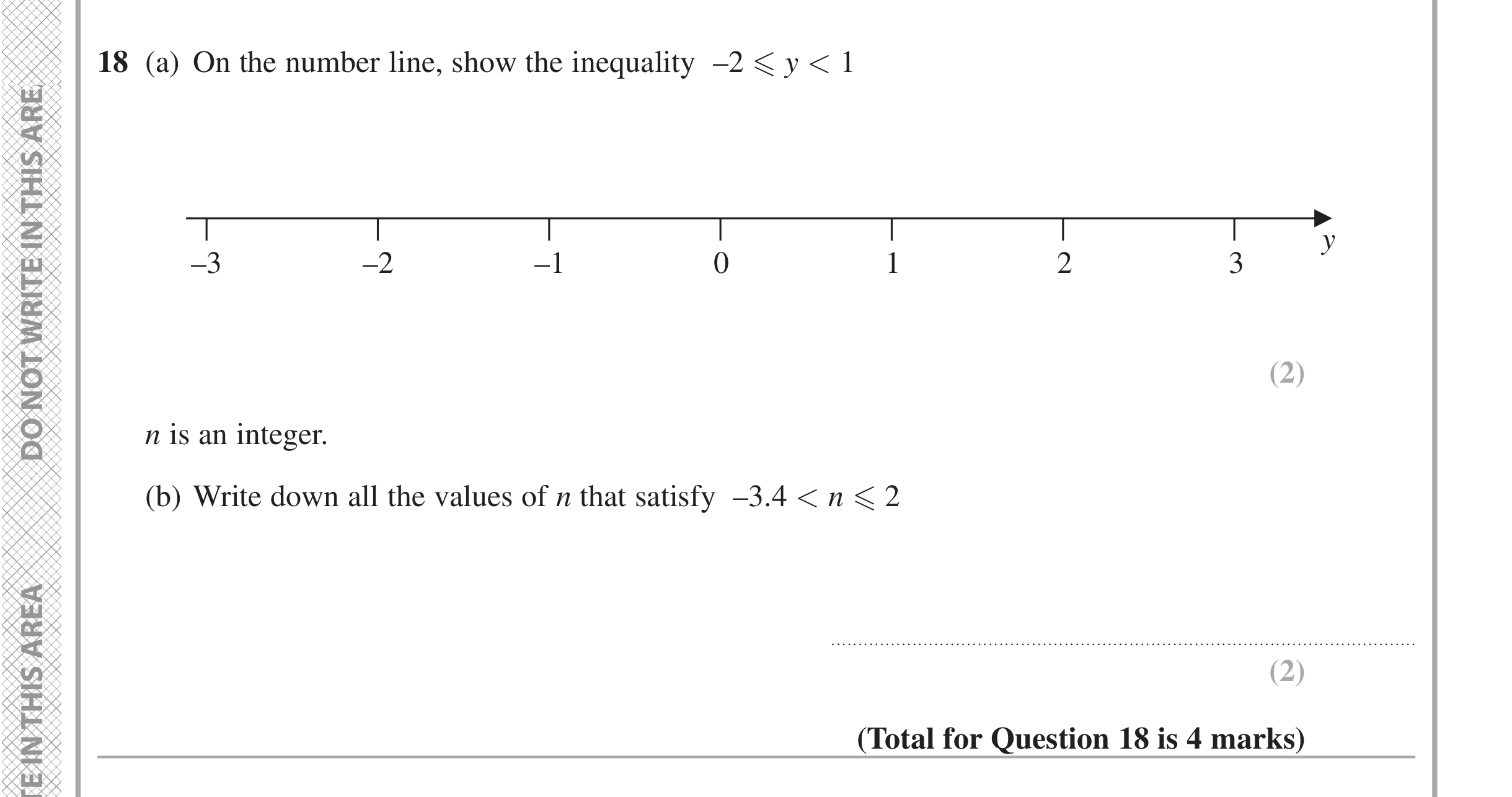 Question 18 — Inequalities — Edexcel iGCSE Jan 2021