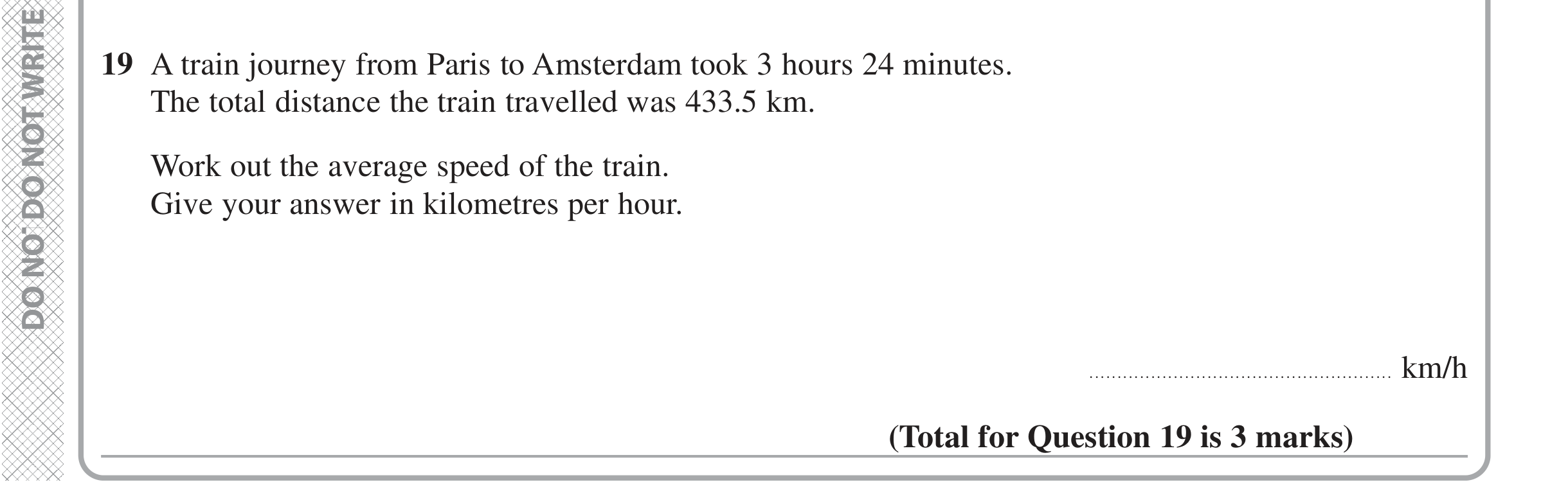 Question 19 — Speed/Distance/Time/Density/Pressure — Edexcel iGCSE Jan 2021