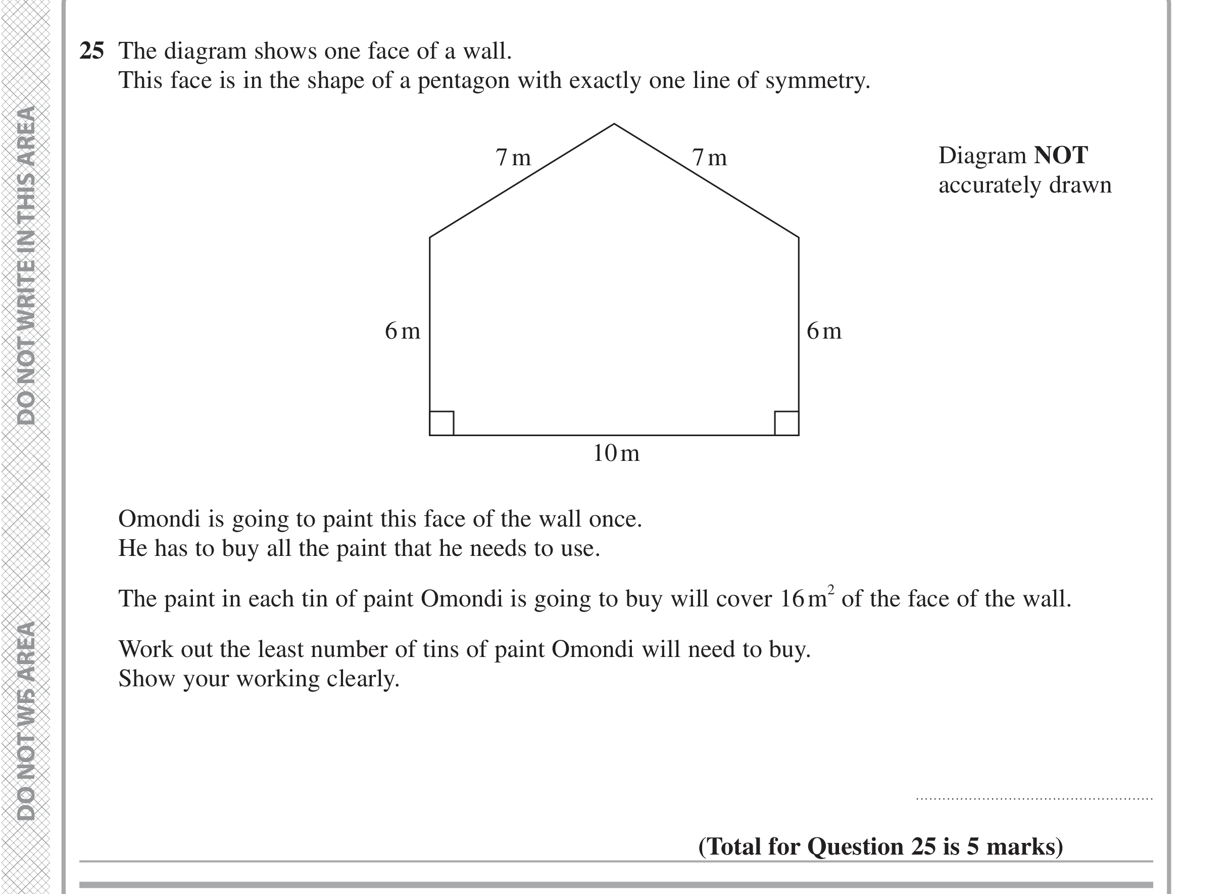 Question 25 — Perimeter and Area — Edexcel iGCSE Jan 2021