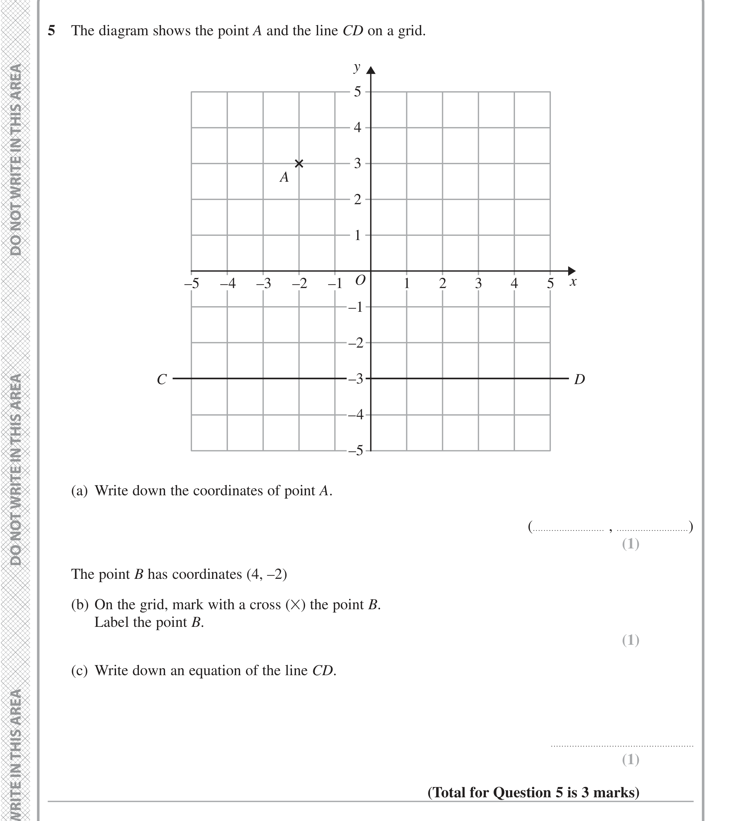 Question 5 — Straight Line Graphs — Edexcel iGCSE Jan 2021
