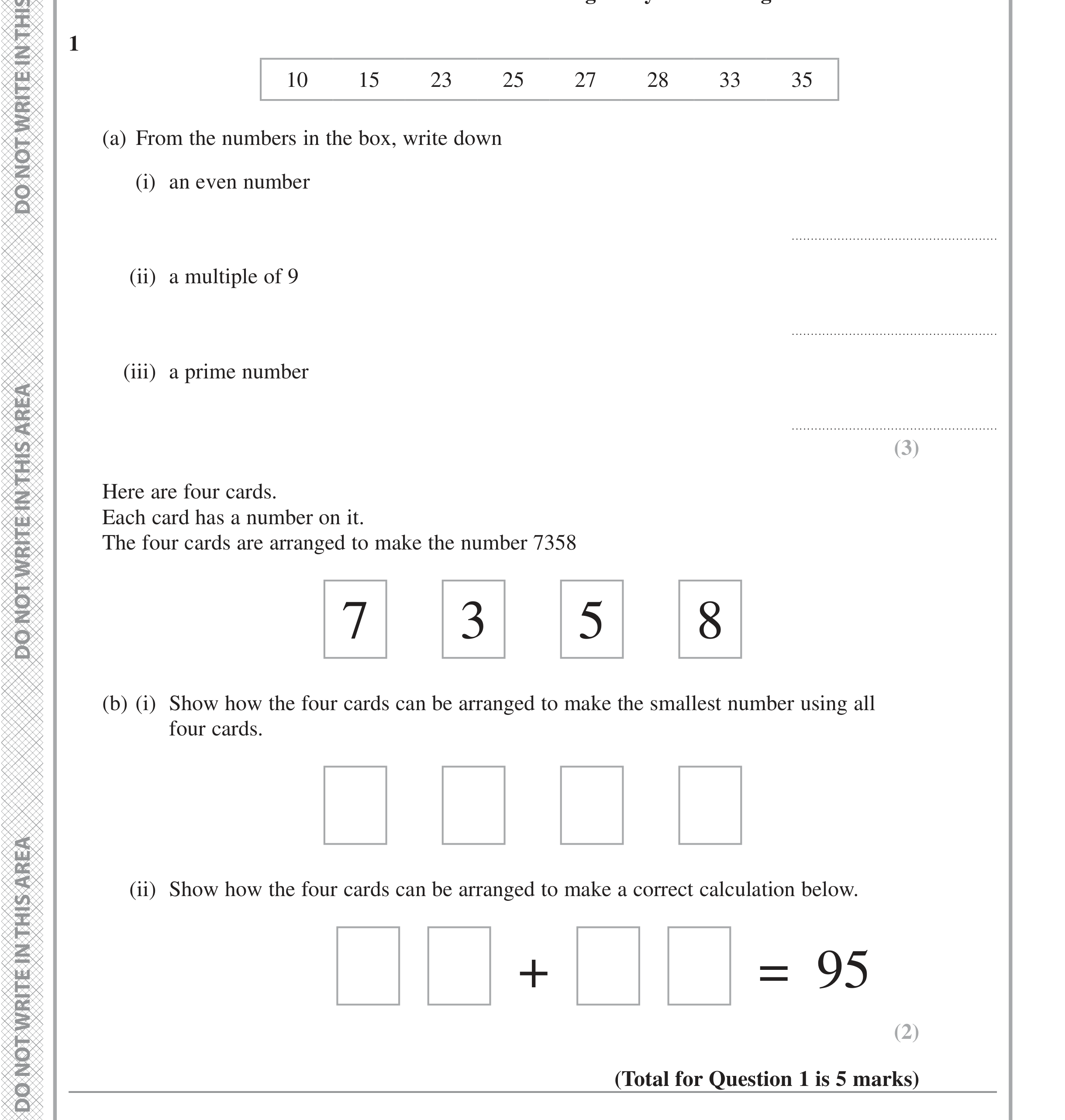 Question 1 — Numbers, Place Value — Edexcel iGCSE Jan 2022