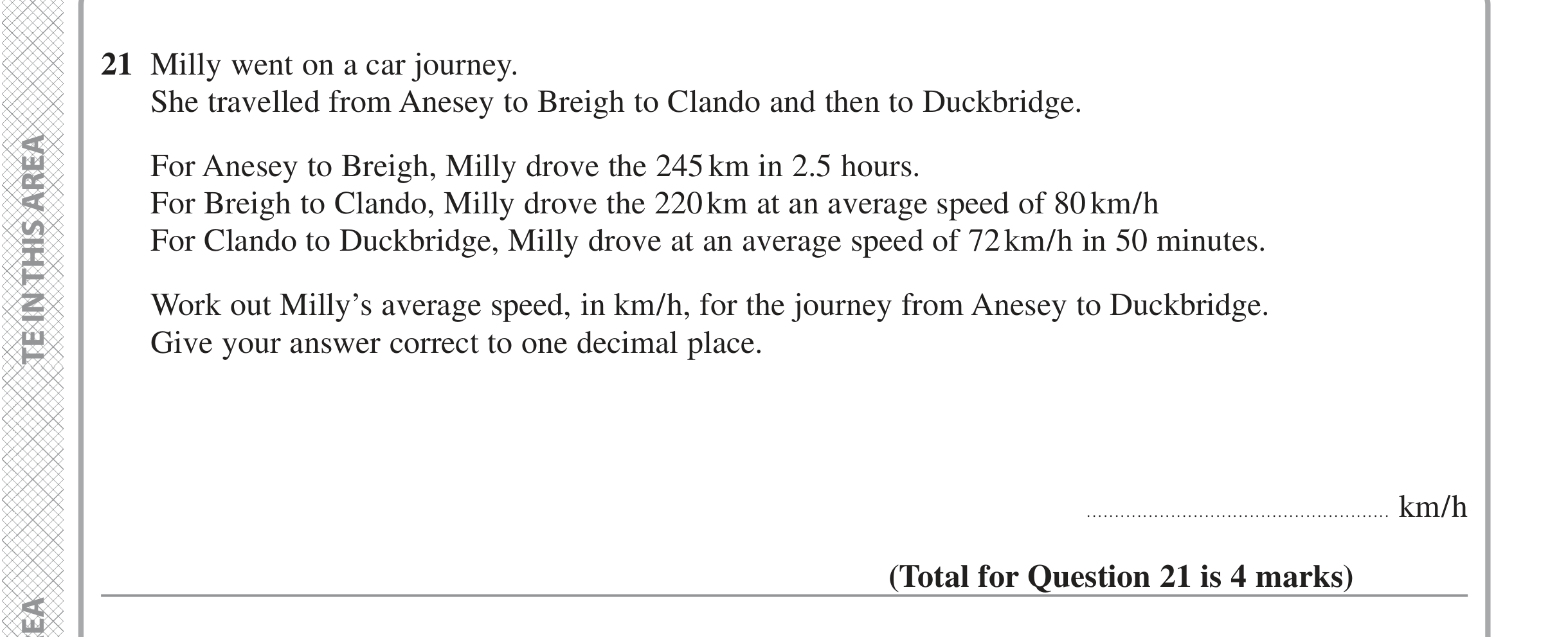 Question 21 — Speed/Distance/Time/Density/Pressure — Edexcel iGCSE Jan 2022