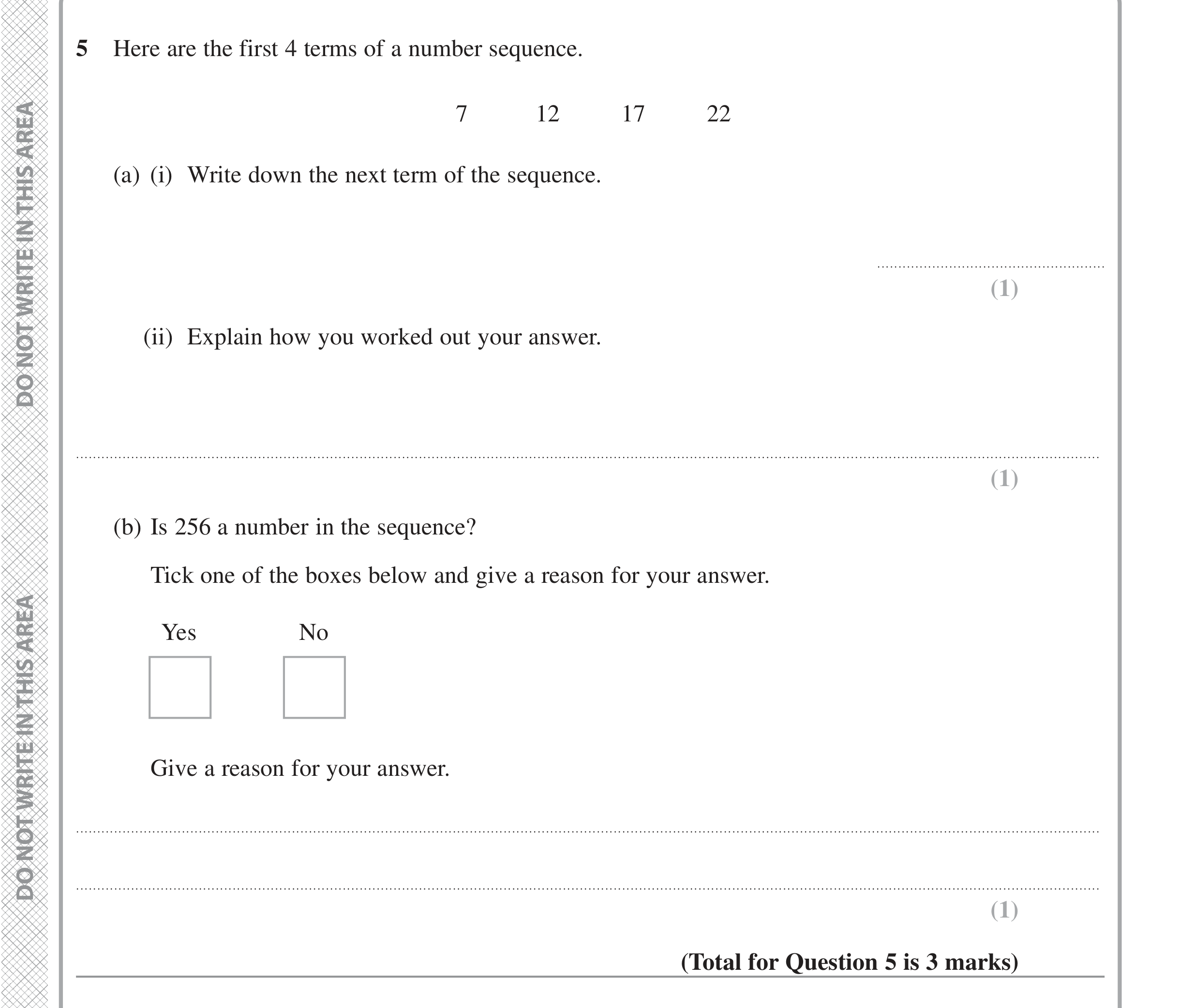 Question 5 — Sequences — Edexcel iGCSE Jan 2022