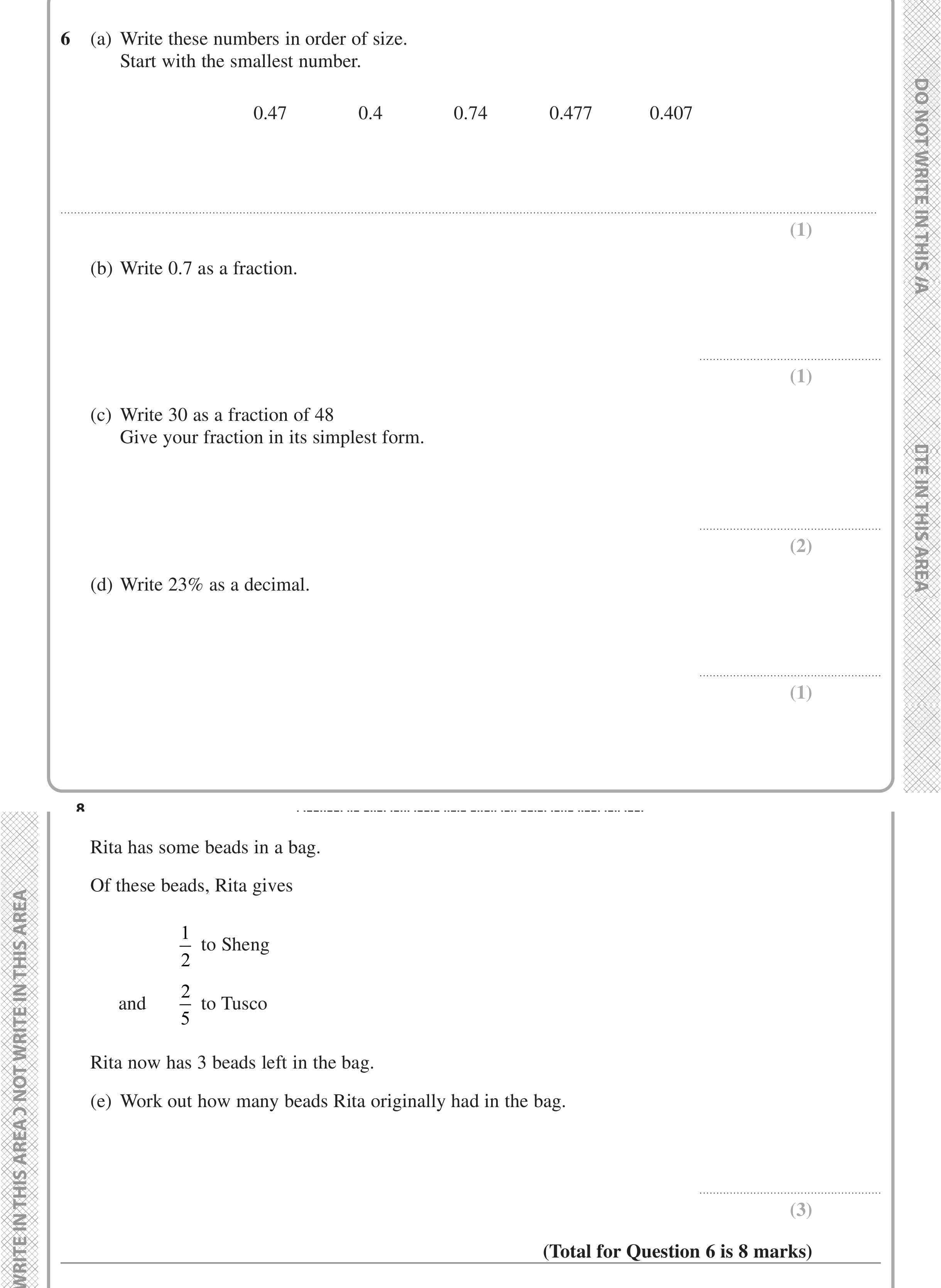 Question 6 — Decimals, Fractions, Percentages — Edexcel iGCSE Jan 2022