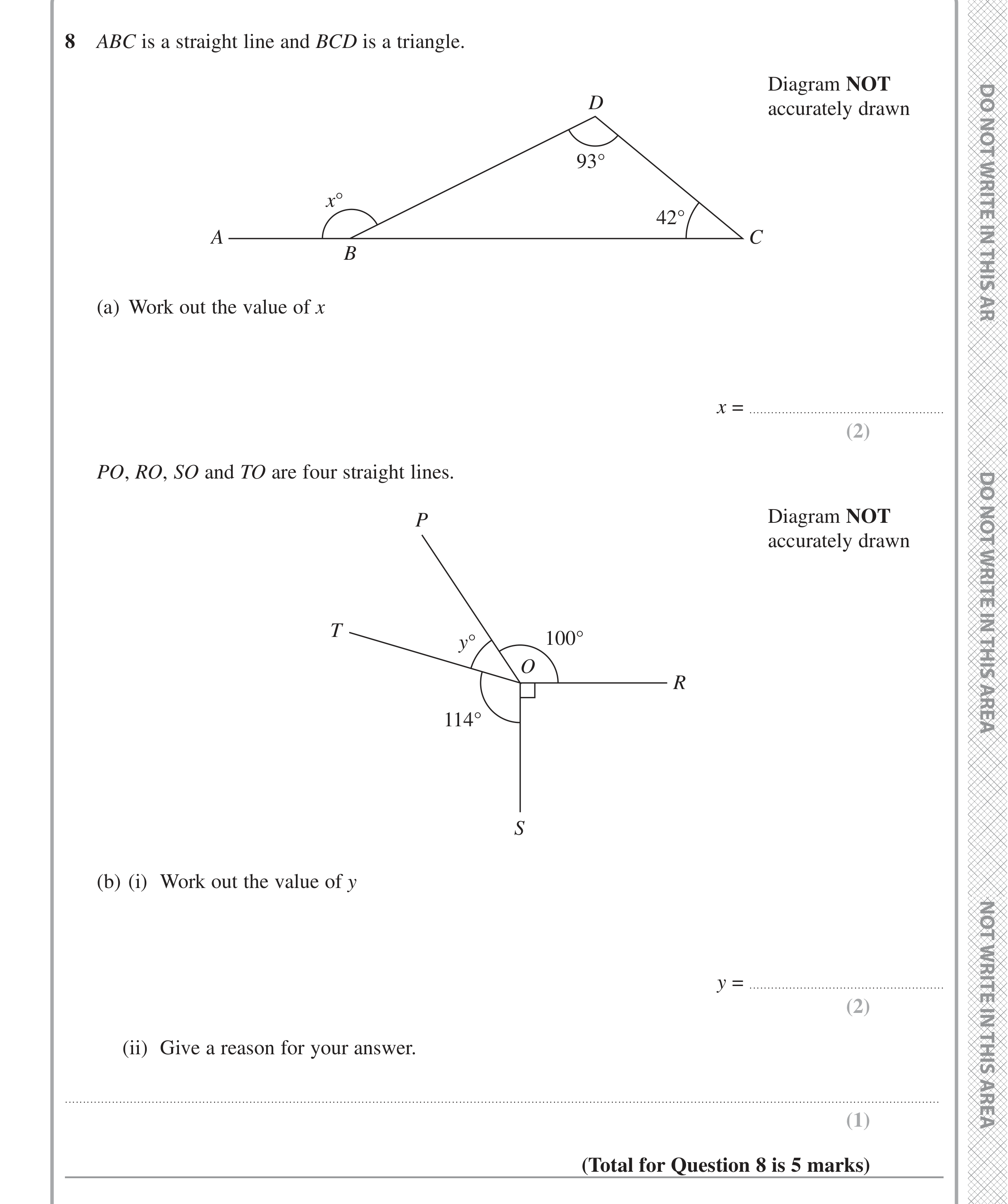 Question 8 — Angles — Edexcel iGCSE Jan 2022