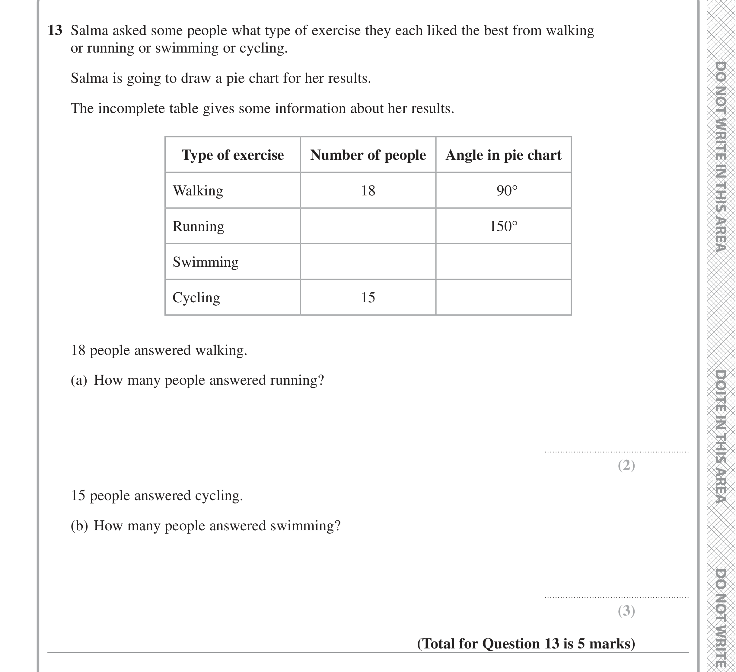 Question 13 — Pie Chart — Edexcel iGCSE June 2022