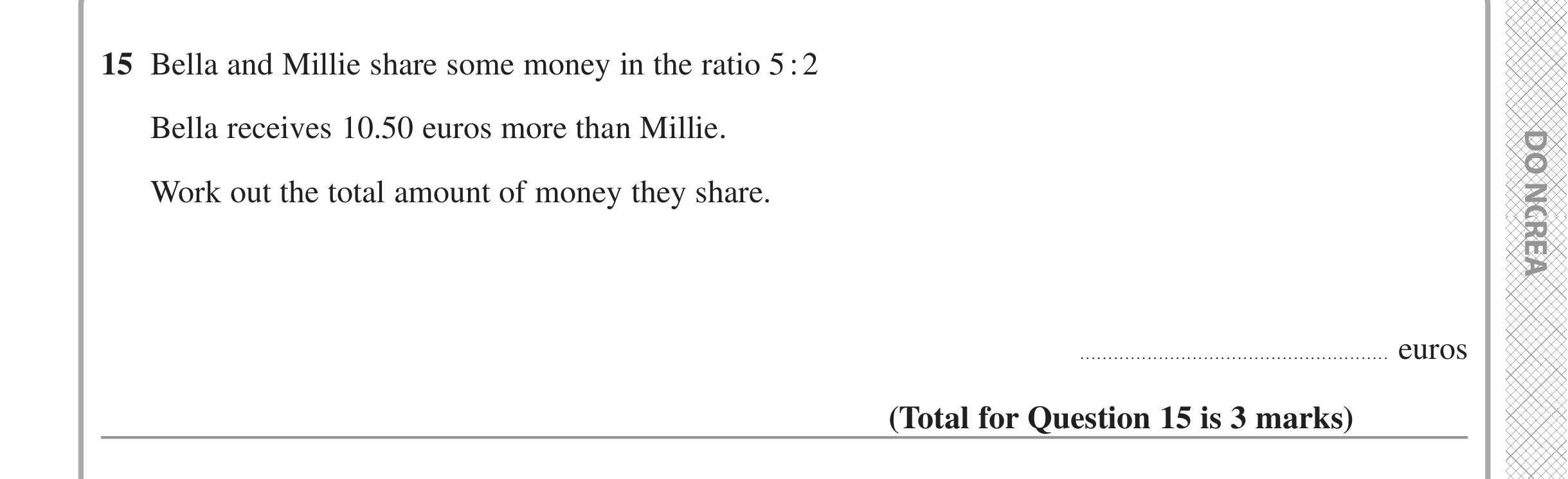 Question 15 — Ratios — Edexcel iGCSE June 2022