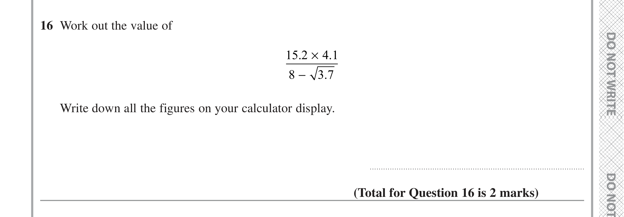 Question 16 — Calculator Questions — Edexcel iGCSE June 2022