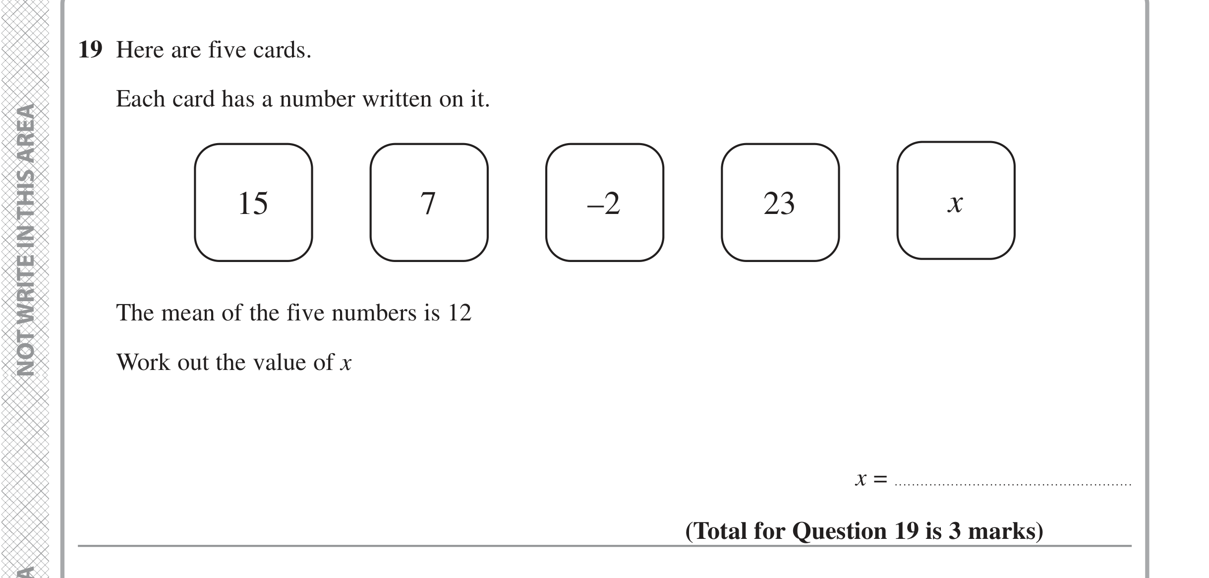 Question 19 — Mean/Median/Mode/Range — Edexcel iGCSE June 2022