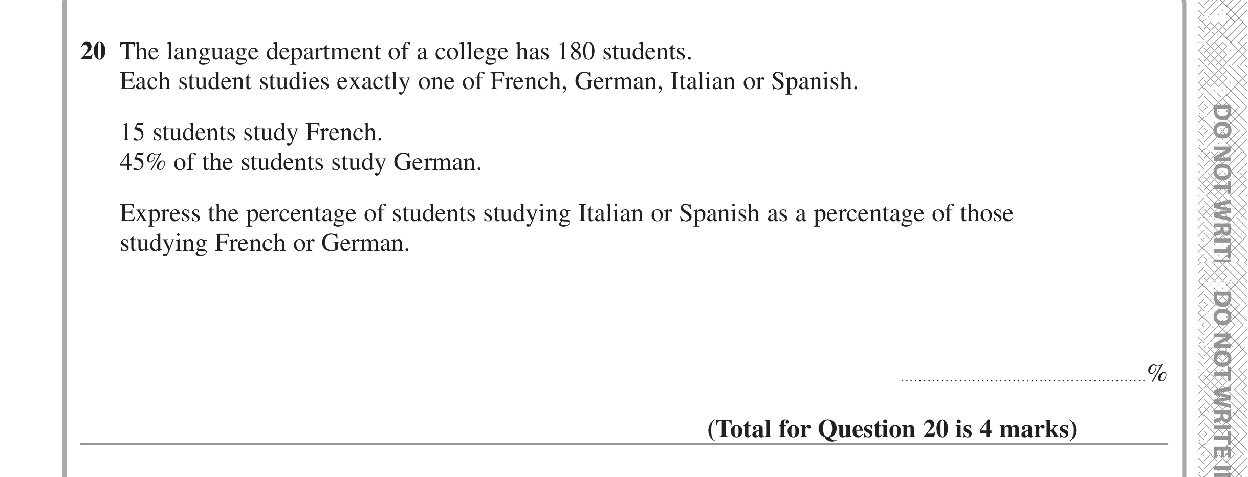 Question 20 — Percentages — Edexcel iGCSE June 2022