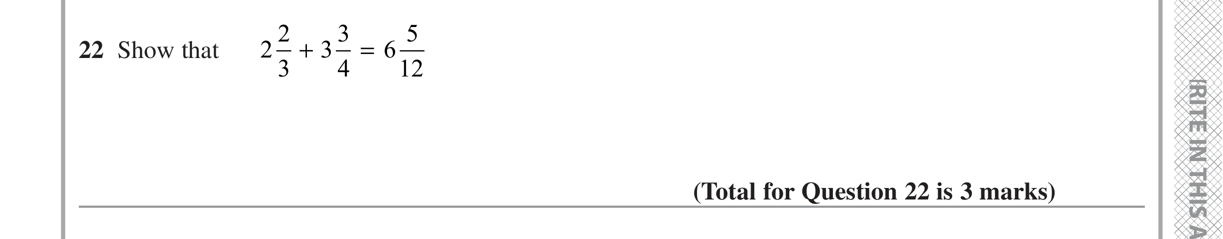 Question 22 — Fractions — Edexcel iGCSE June 2022