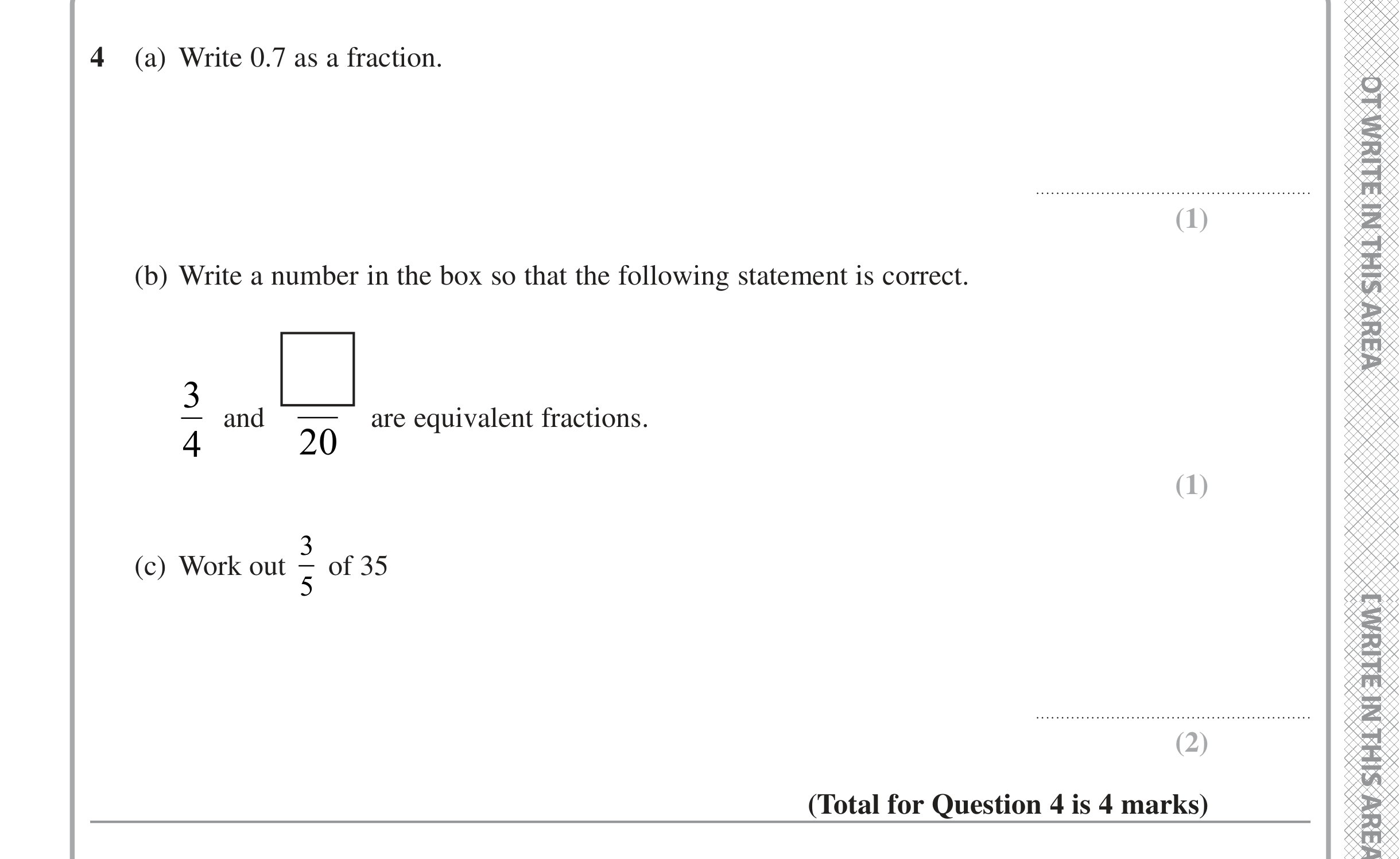 Question 4 — Decimals, Fractions — Edexcel iGCSE June 2022