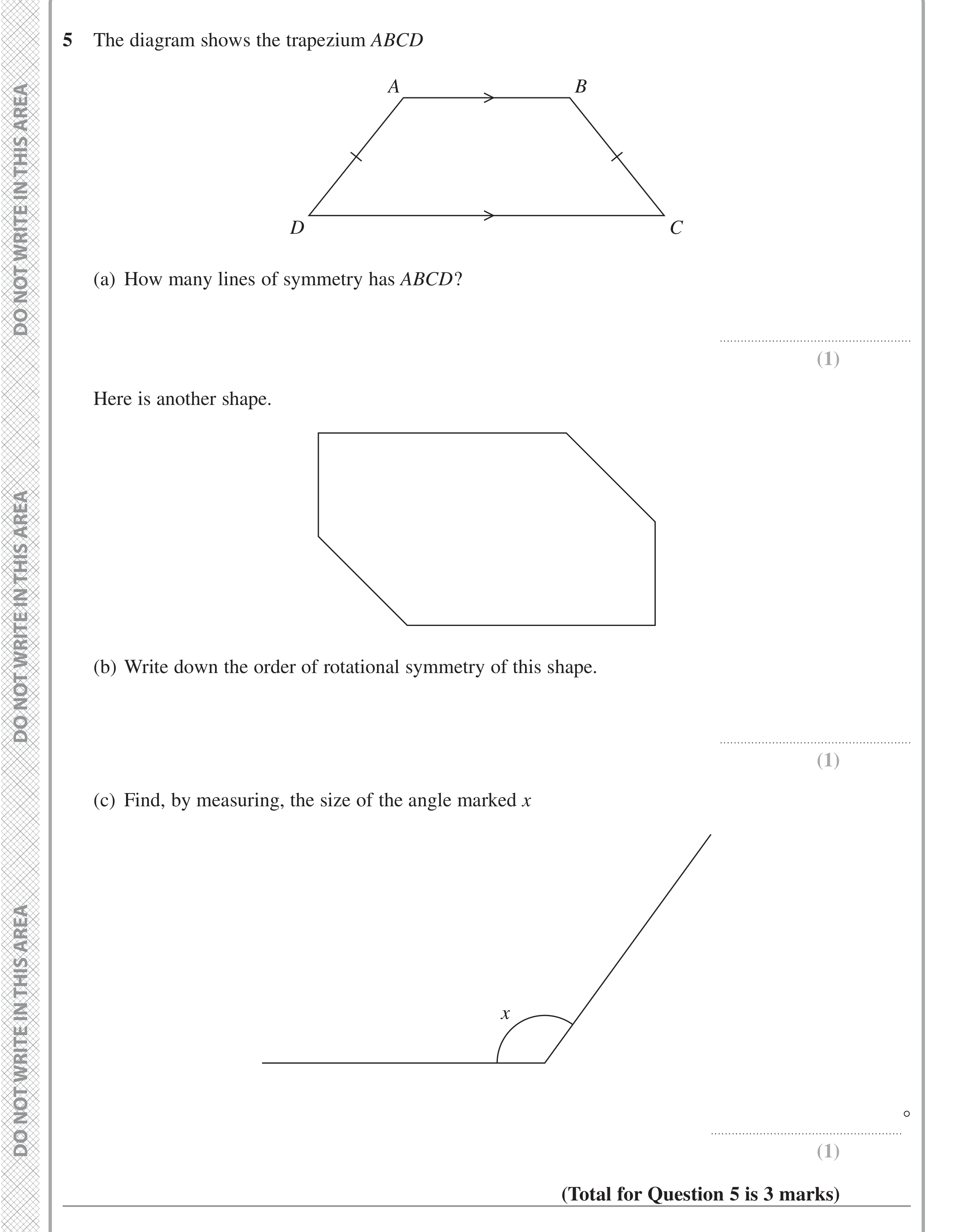 Question 5 — Polygons, Measure — Edexcel iGCSE June 2022