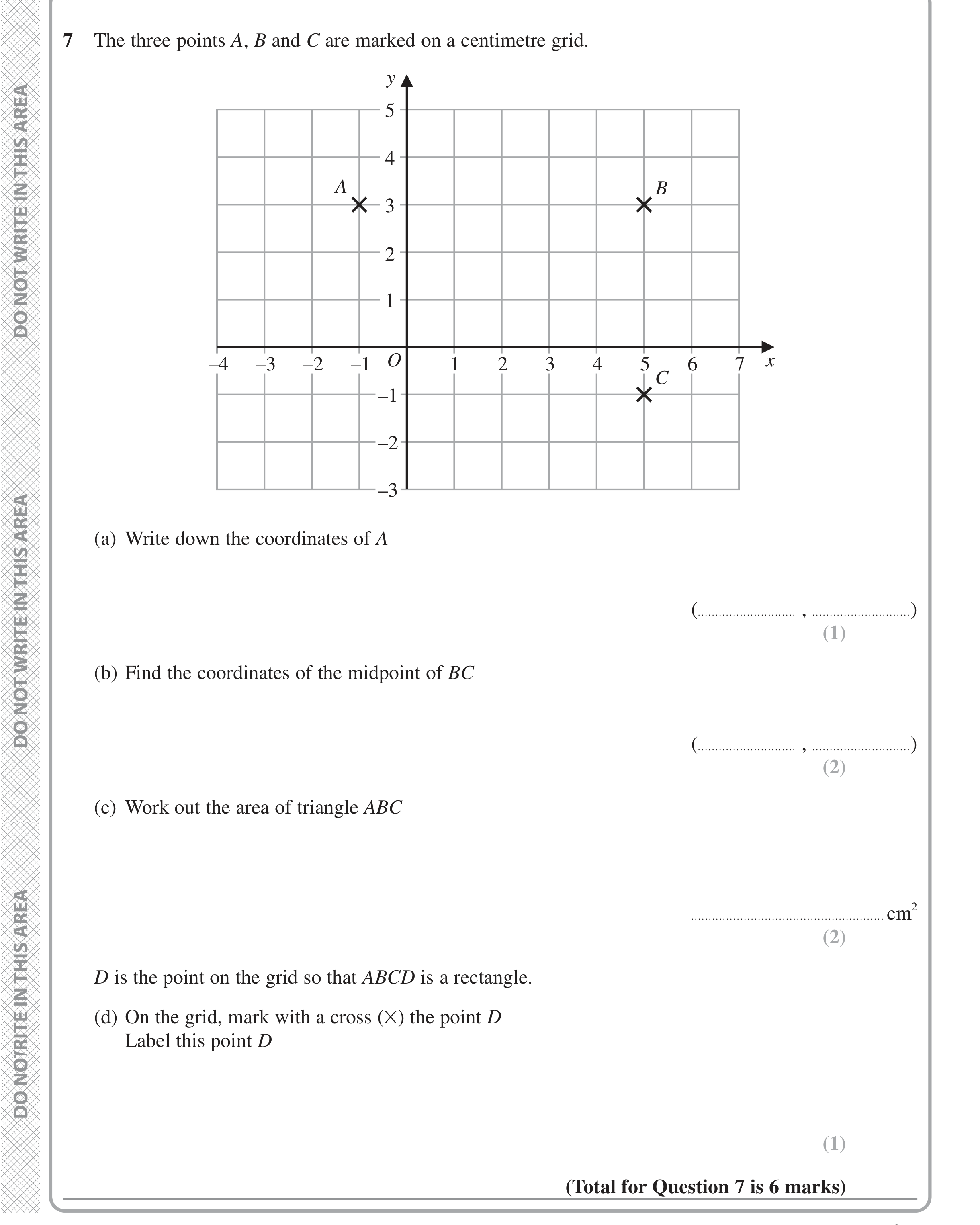 Question 7 — Coordinates, Midpoints, Perimeter and Area, Polygons — Edexcel iGCSE June 2022