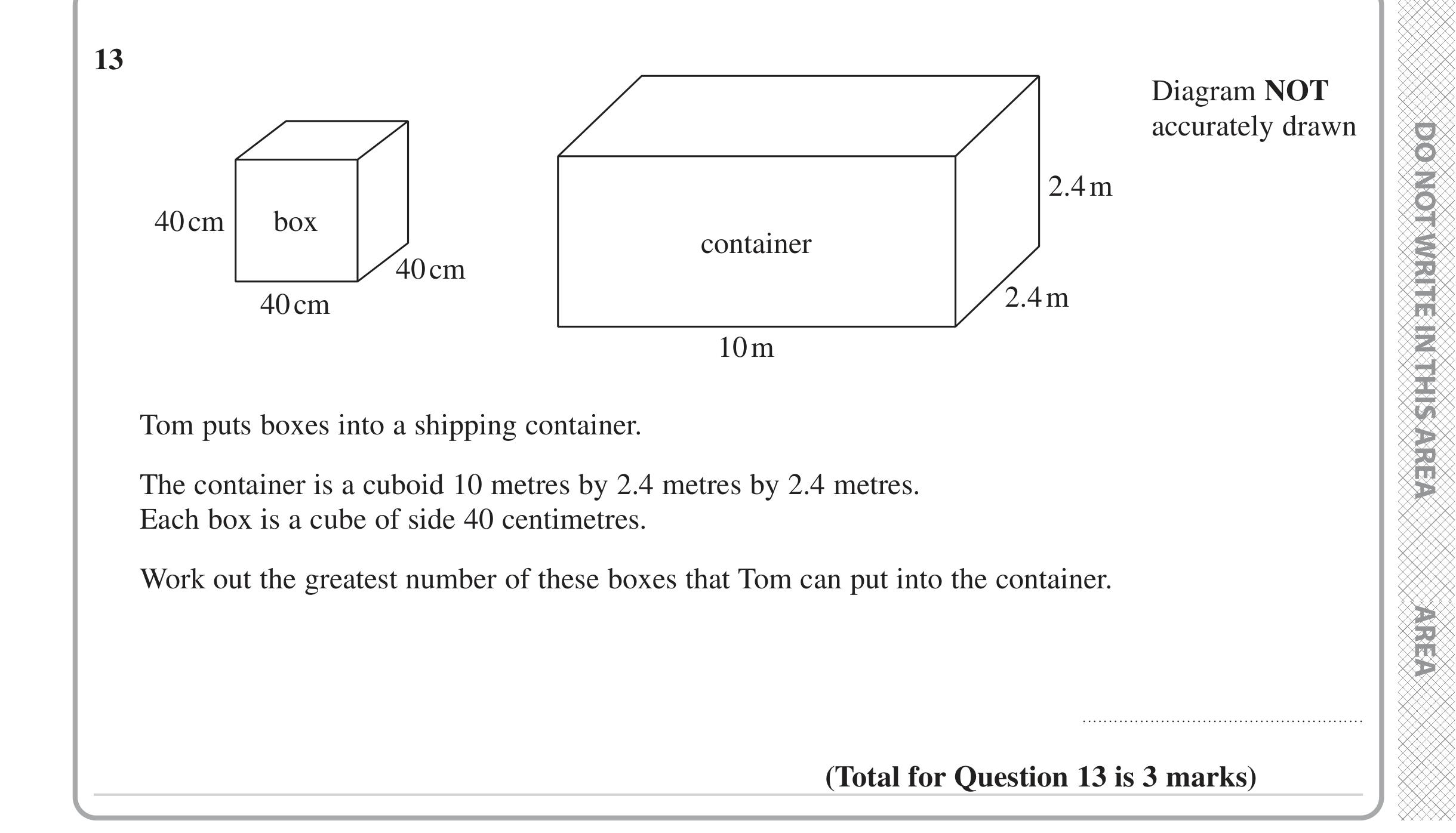 Question 13 — Unit Conversions, 3D Shapes and Volume — Edexcel iGCSE Jan 2023