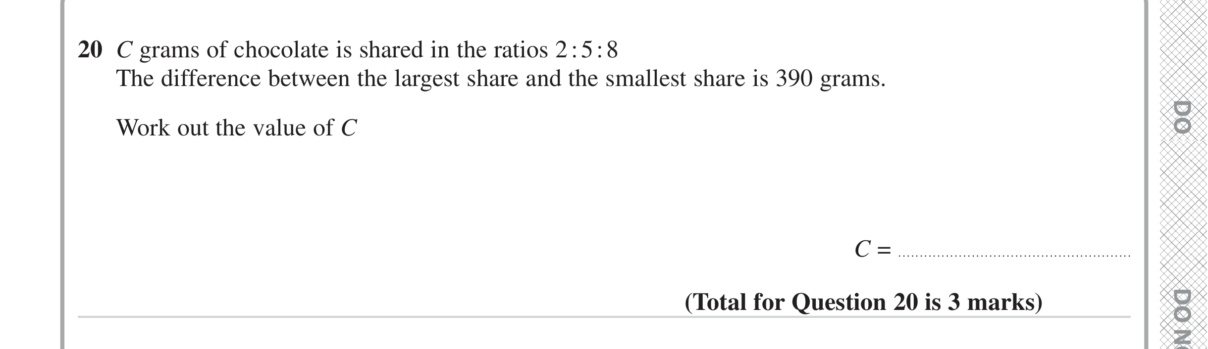 Question 20 — Ratios — Edexcel iGCSE Jan 2023