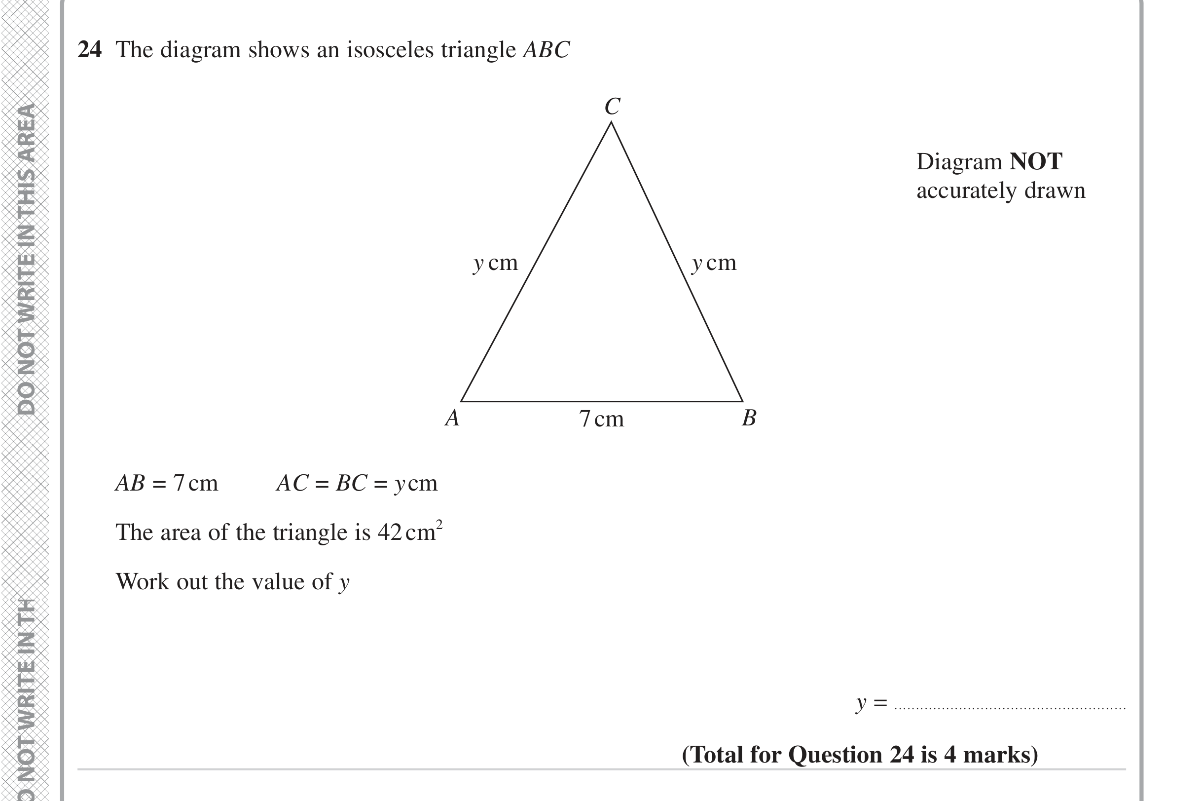 Question 24 — Triangles, Pythagoras, Perimeter and Area — Edexcel iGCSE Jan 2023