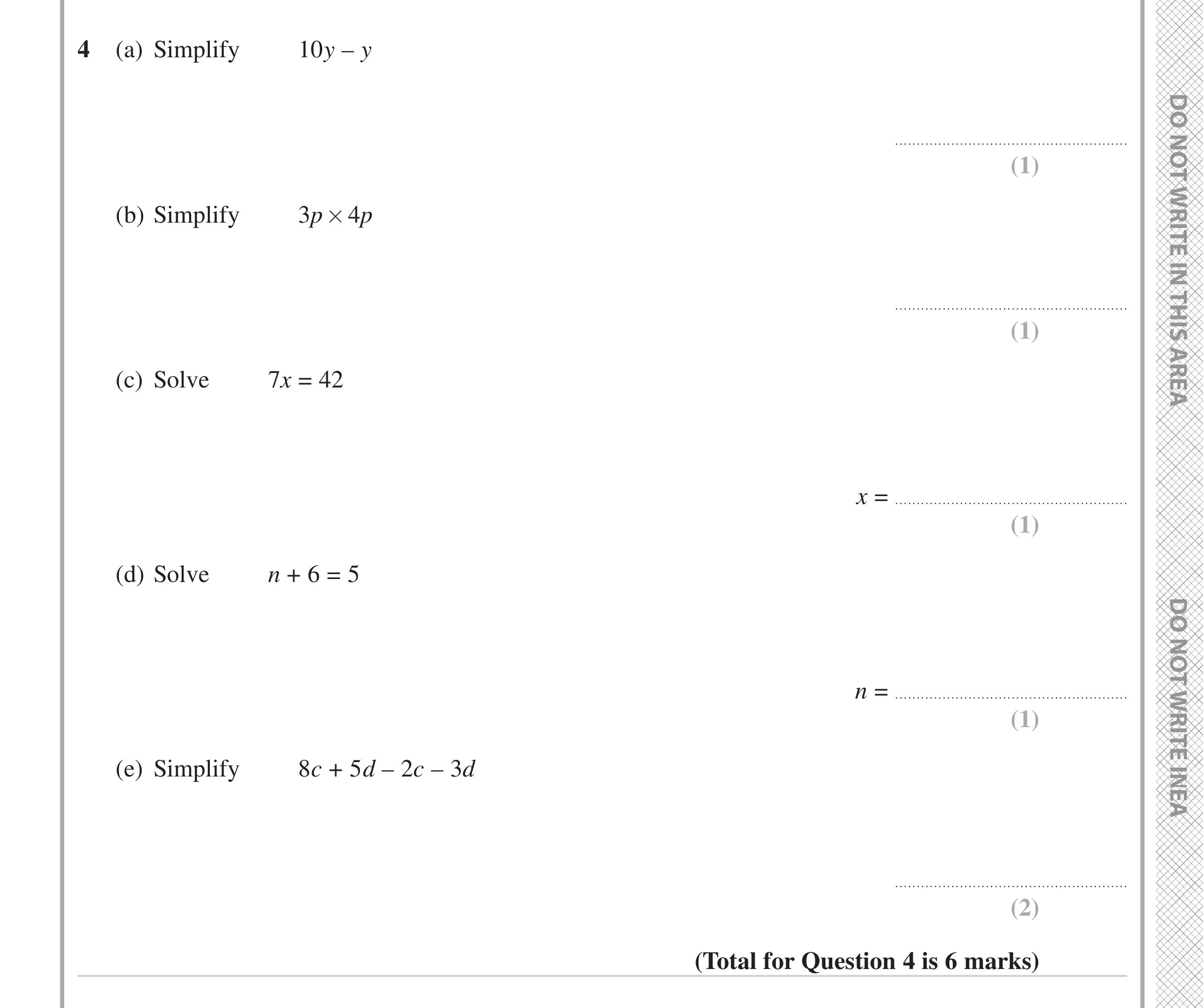 Question 4 — Factorise/Expand/Simplify, Linear Equations — Edexcel iGCSE Jan 2023