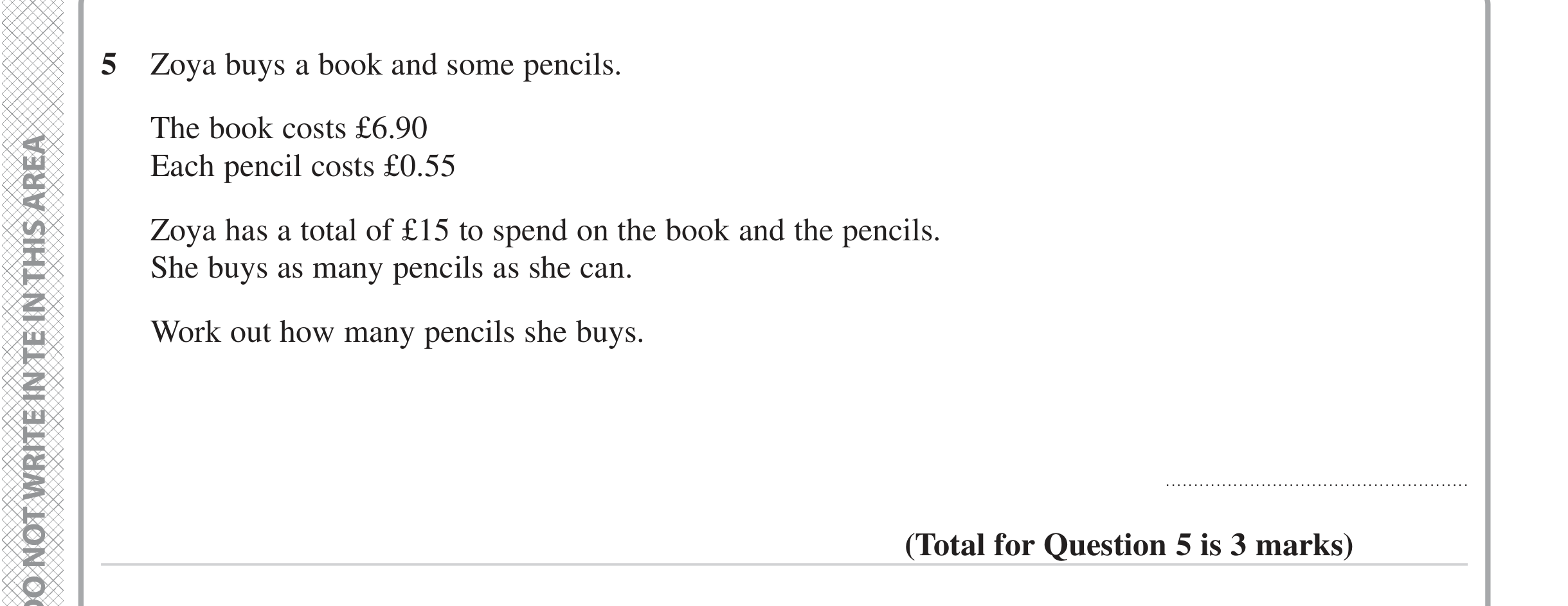 Question 5 — Money Problems — Edexcel iGCSE Jan 2023