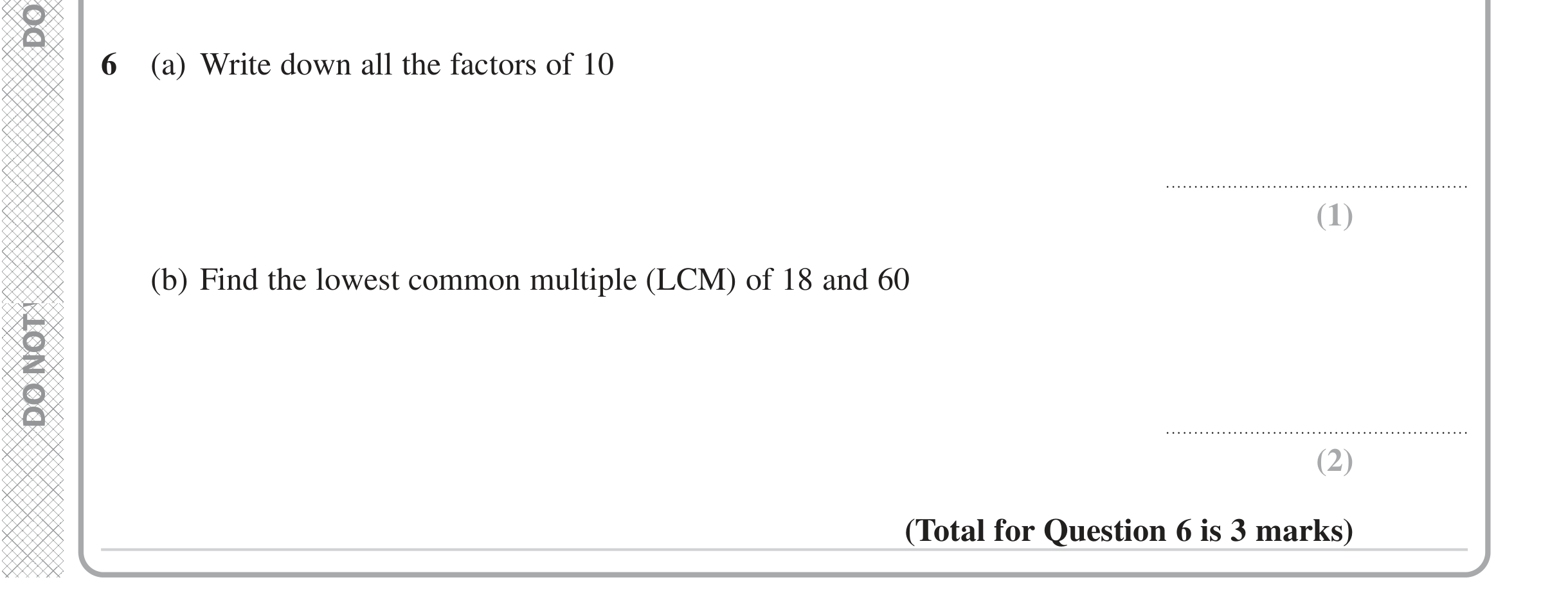 Question 6 — HCF and LCM — Edexcel iGCSE Jan 2023