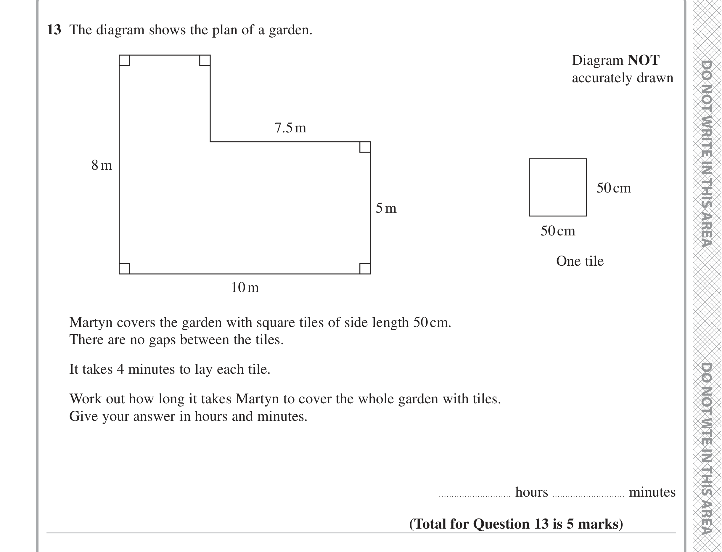 Question 13 — Perimeter and Area — Edexcel iGCSE June 2023