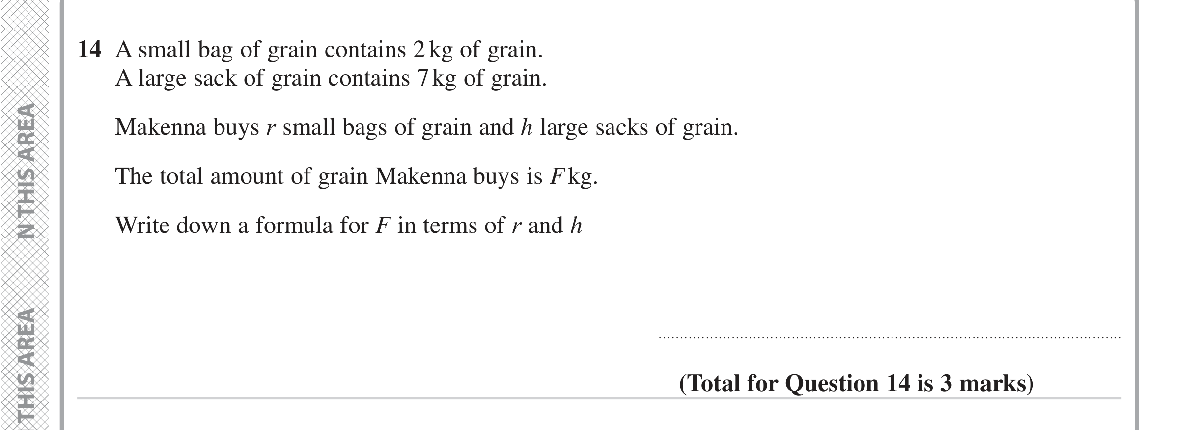 Question 14 — Formulae — Edexcel iGCSE June 2023