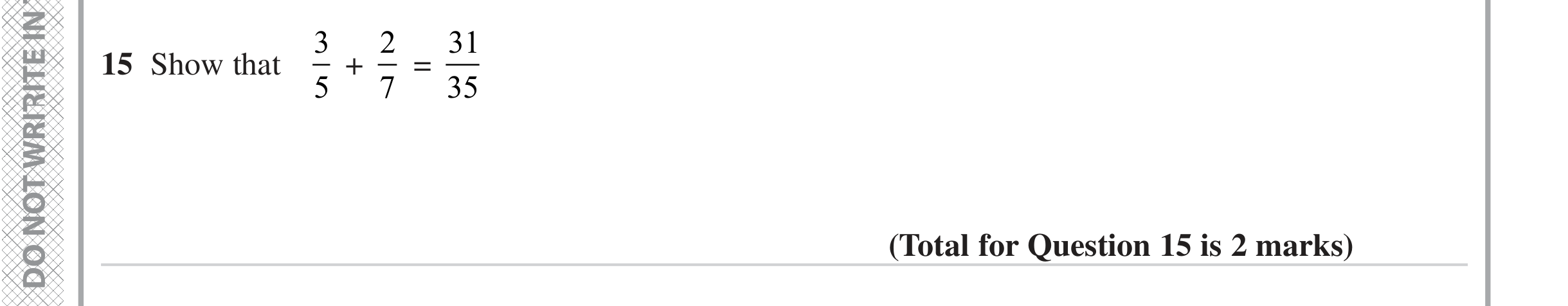 Question 15 — Fractions — Edexcel iGCSE June 2023