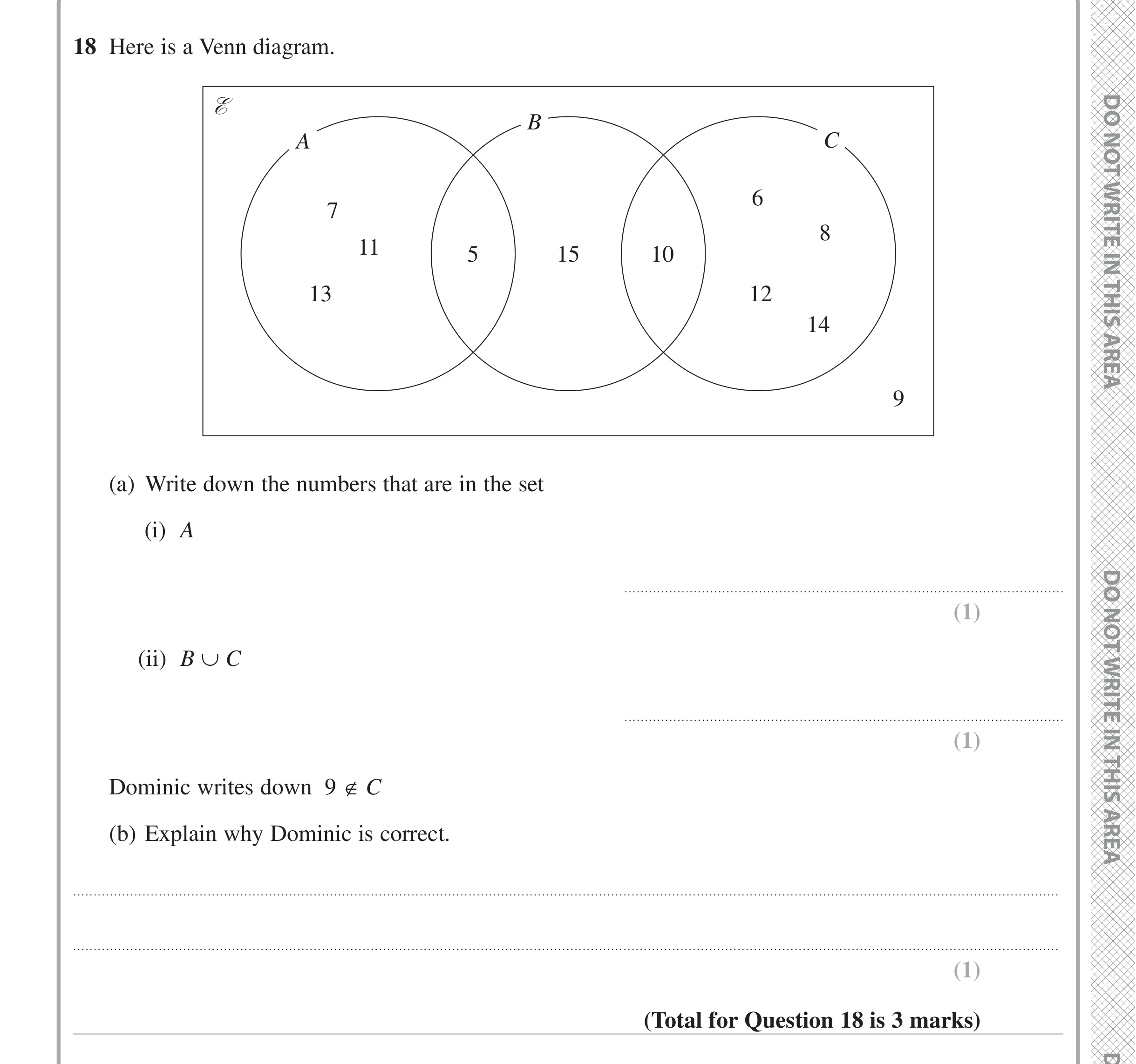 Question 18 — Set Notation — Edexcel iGCSE June 2023