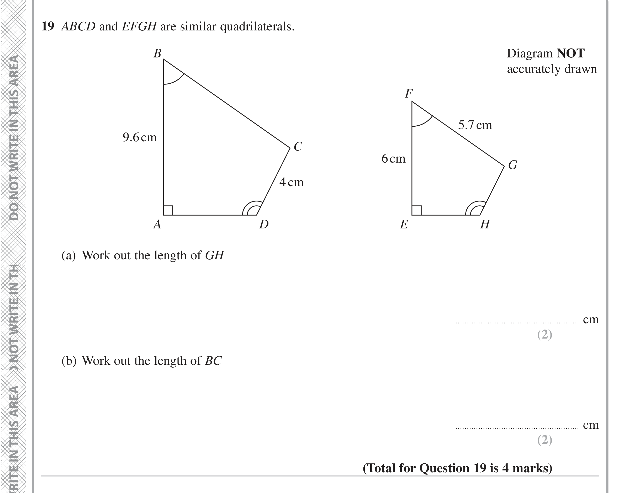 Question 19 — Congruence and Similarity — Edexcel iGCSE June 2023