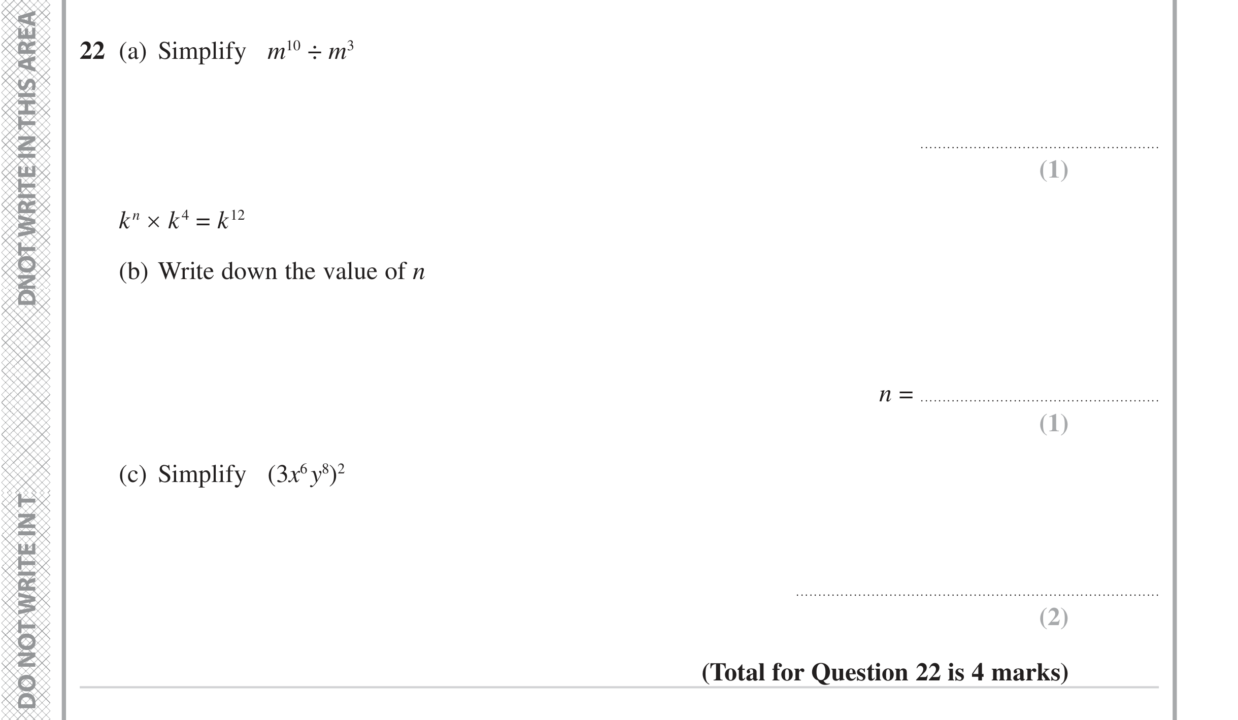 Question 22 — Powers — Edexcel iGCSE June 2023