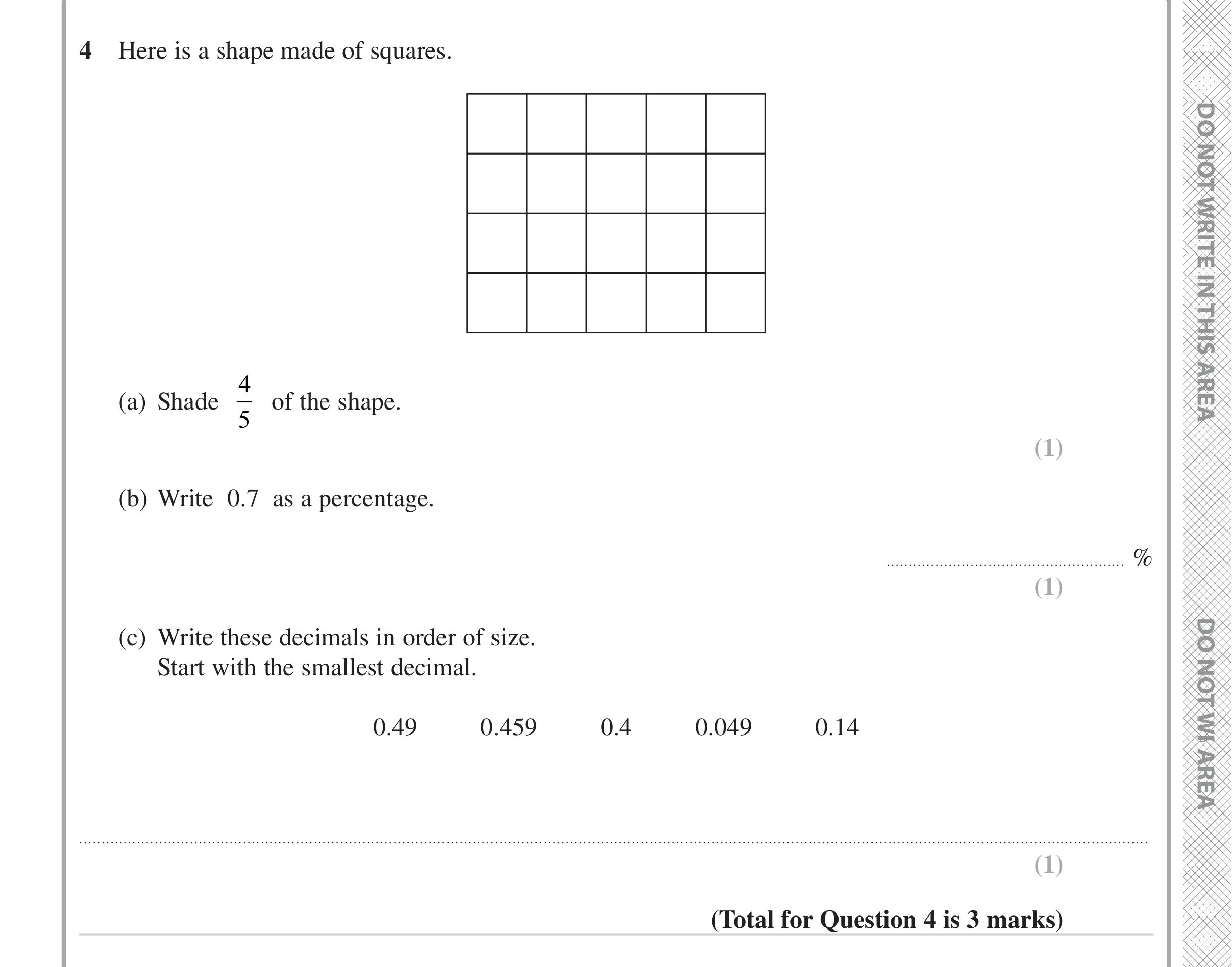 Question 4 — Fractions, Percentages, Decimals — Edexcel iGCSE June 2023