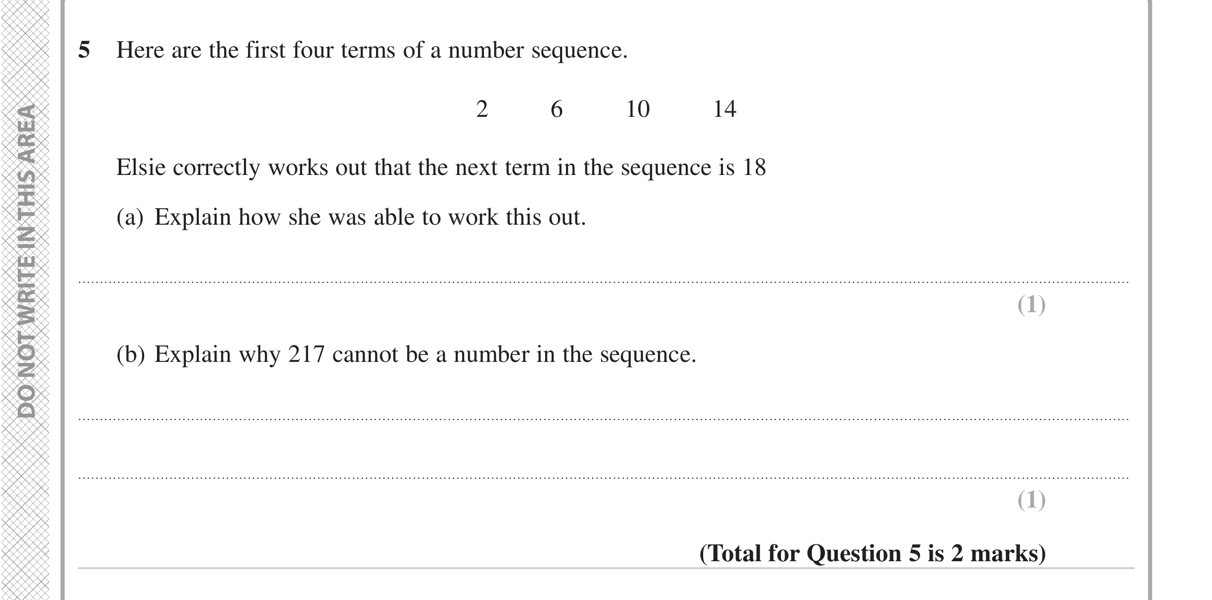 Question 5 — Sequences — Edexcel iGCSE June 2023