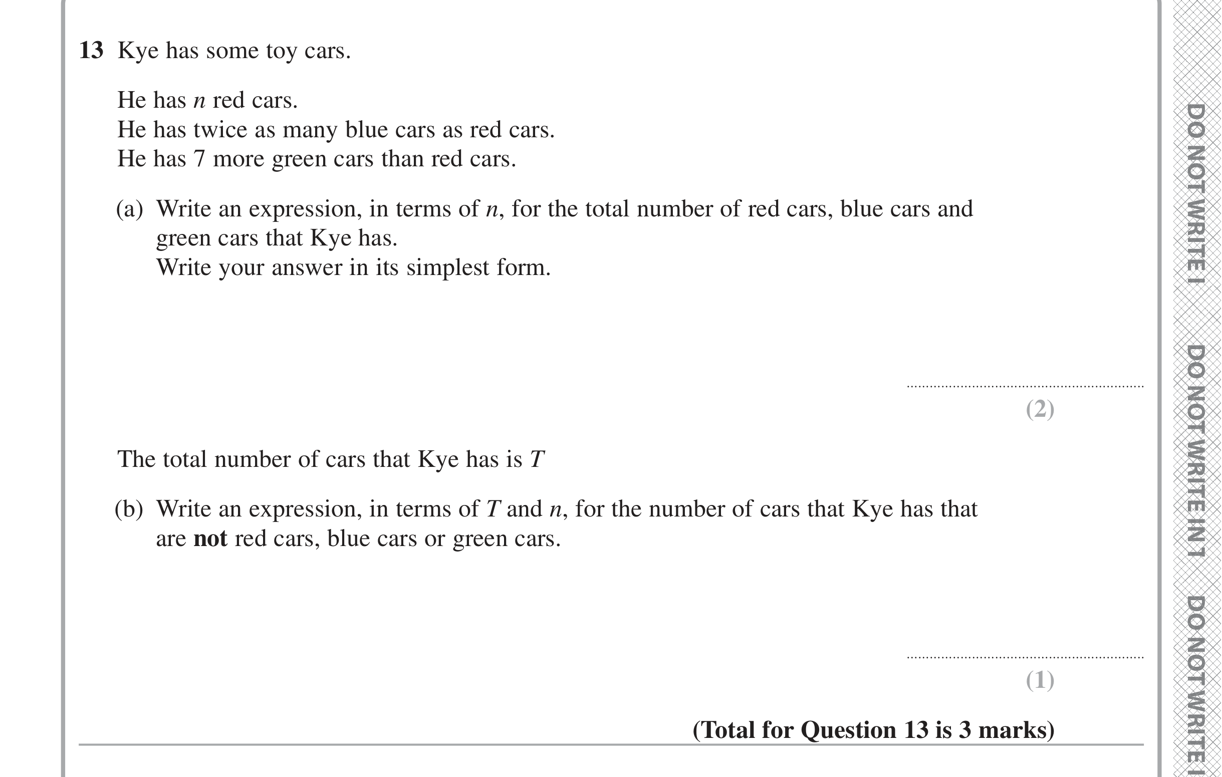 Question 13 — Formulae — Edexcel iGCSE June 2024
