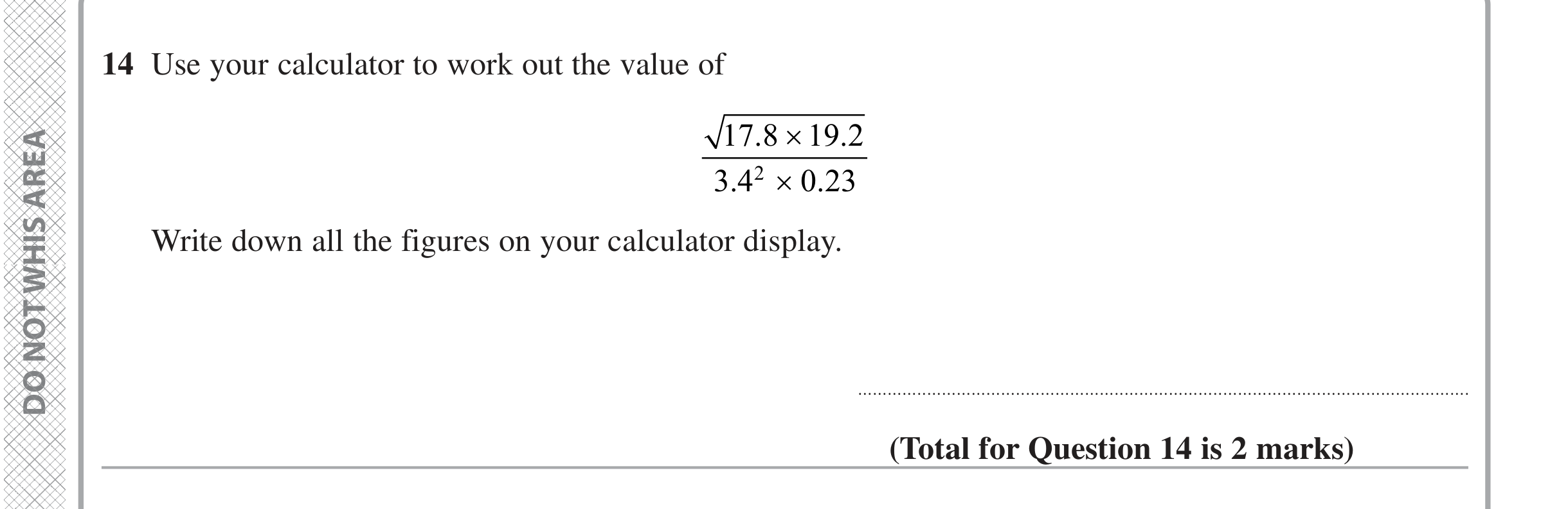 Question 14 — Calculator Questions — Edexcel iGCSE June 2024