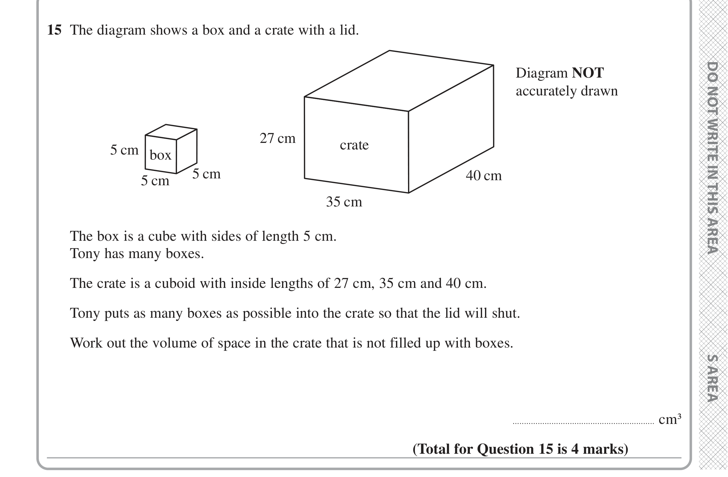 Question 15 — 3D Shapes and Volume — Edexcel iGCSE June 2024