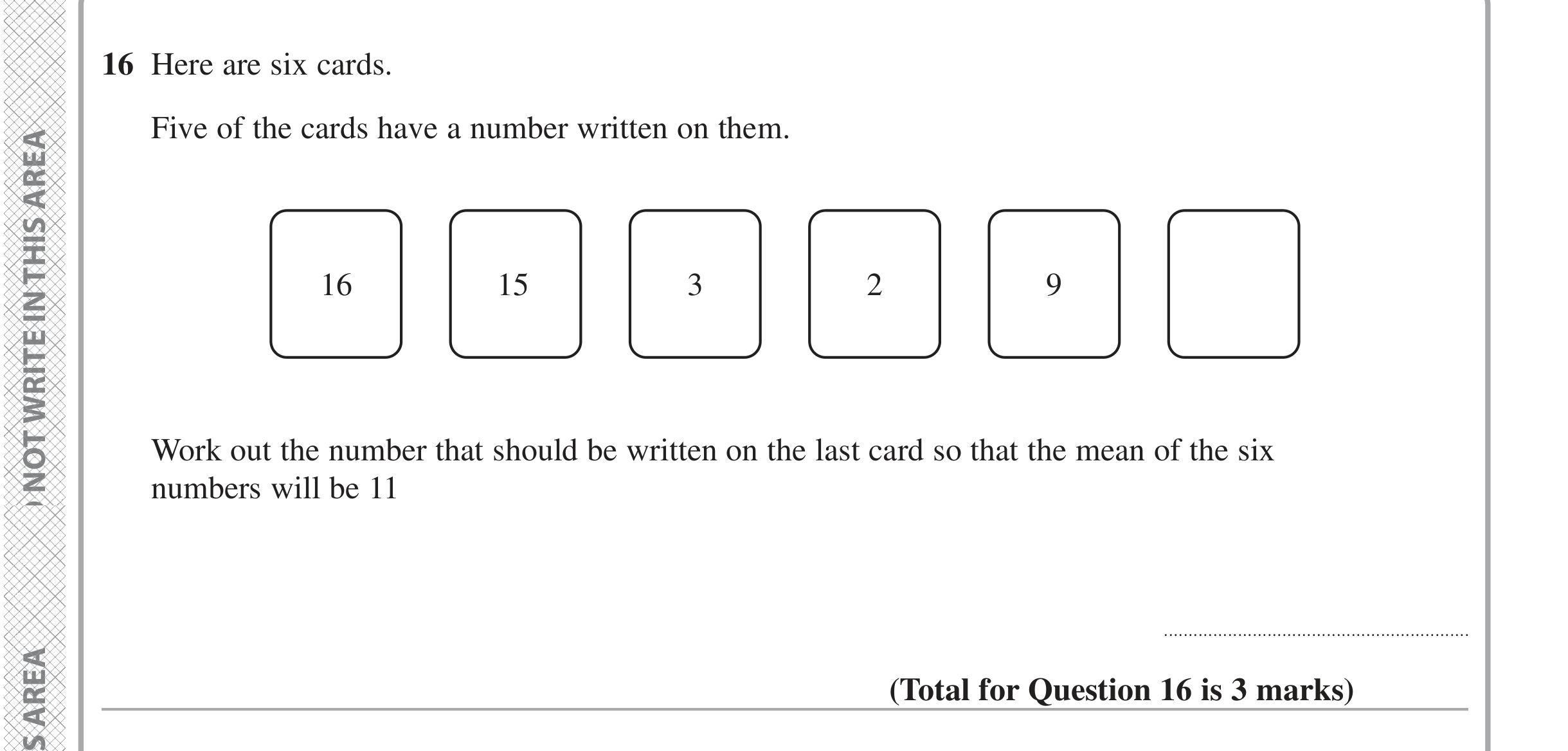 Question 16 — Mean/Median/Mode/Range — Edexcel iGCSE June 2024