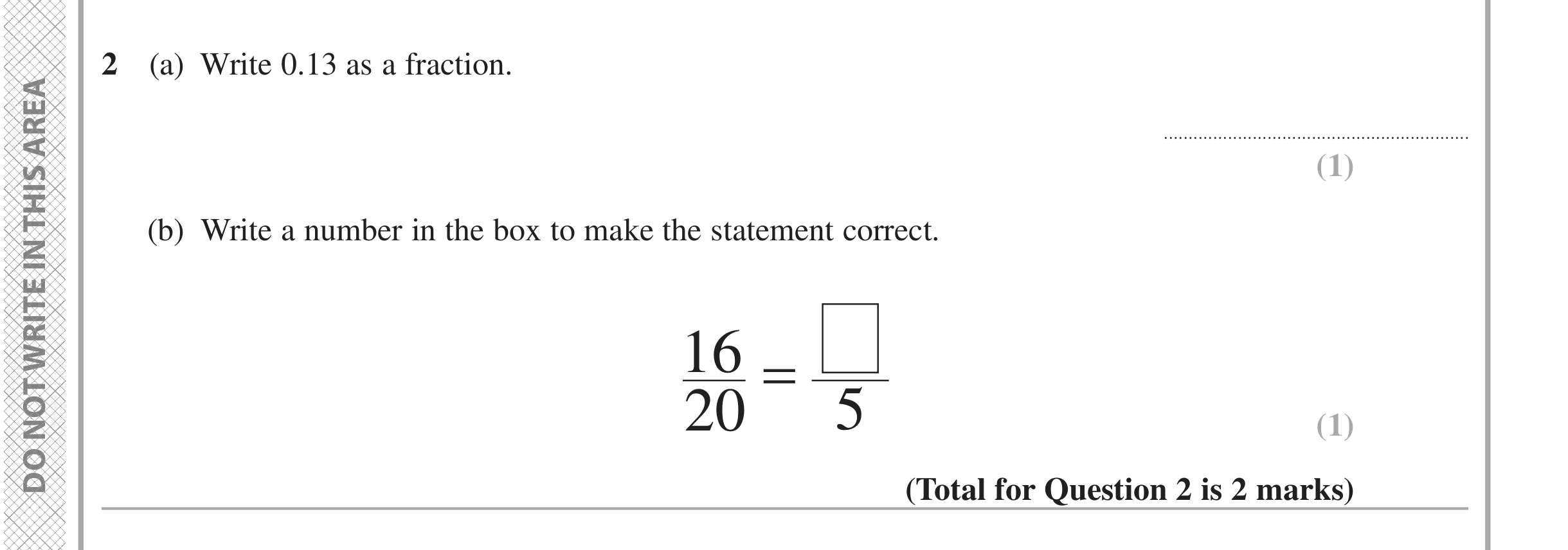 Question 2 — Decimals, Fractions — Edexcel iGCSE June 2024