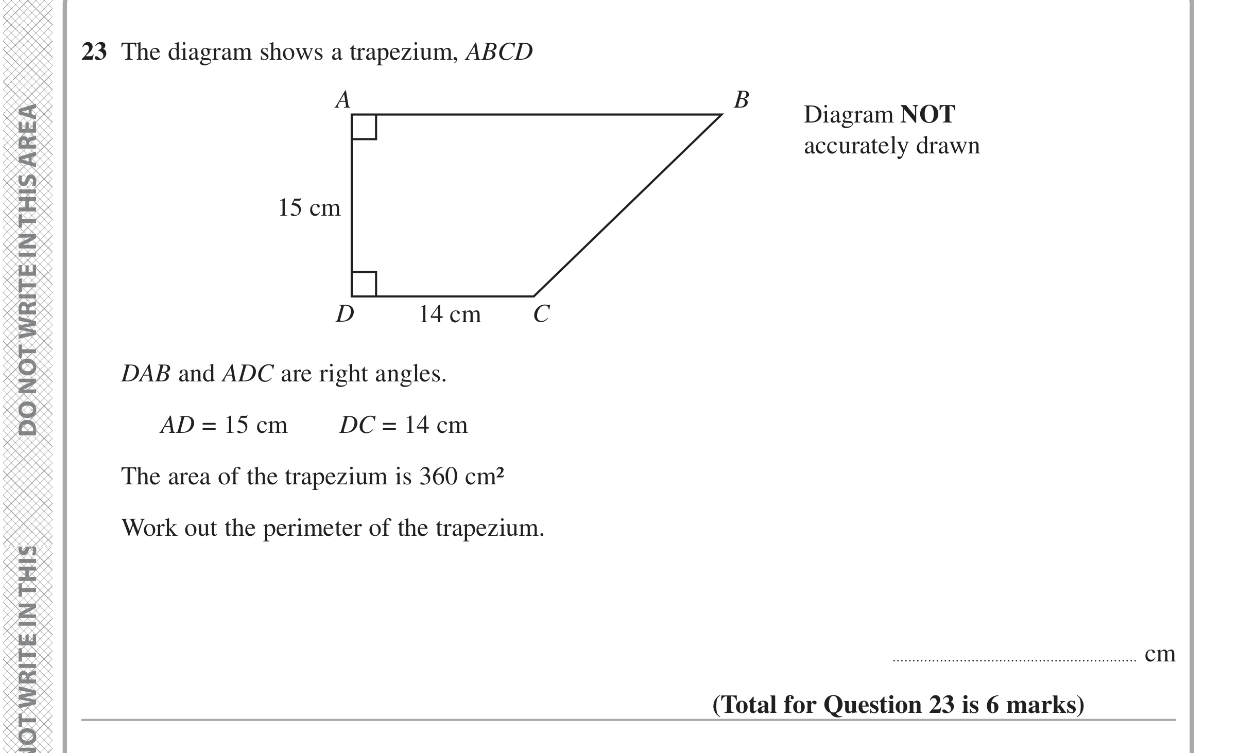Question 23 — Perimeter and Area — Edexcel iGCSE June 2024