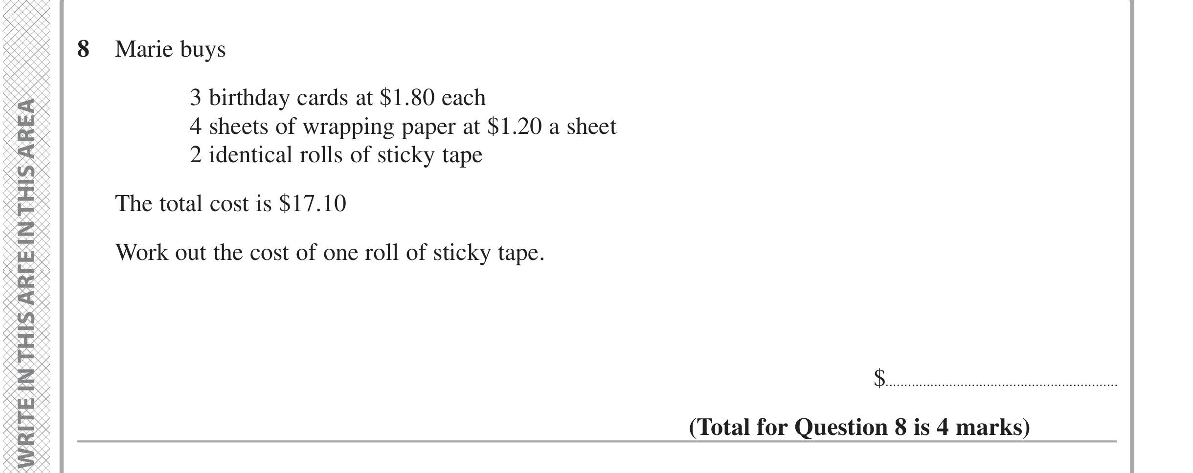 Question 8 — Money Problems — Edexcel iGCSE June 2024