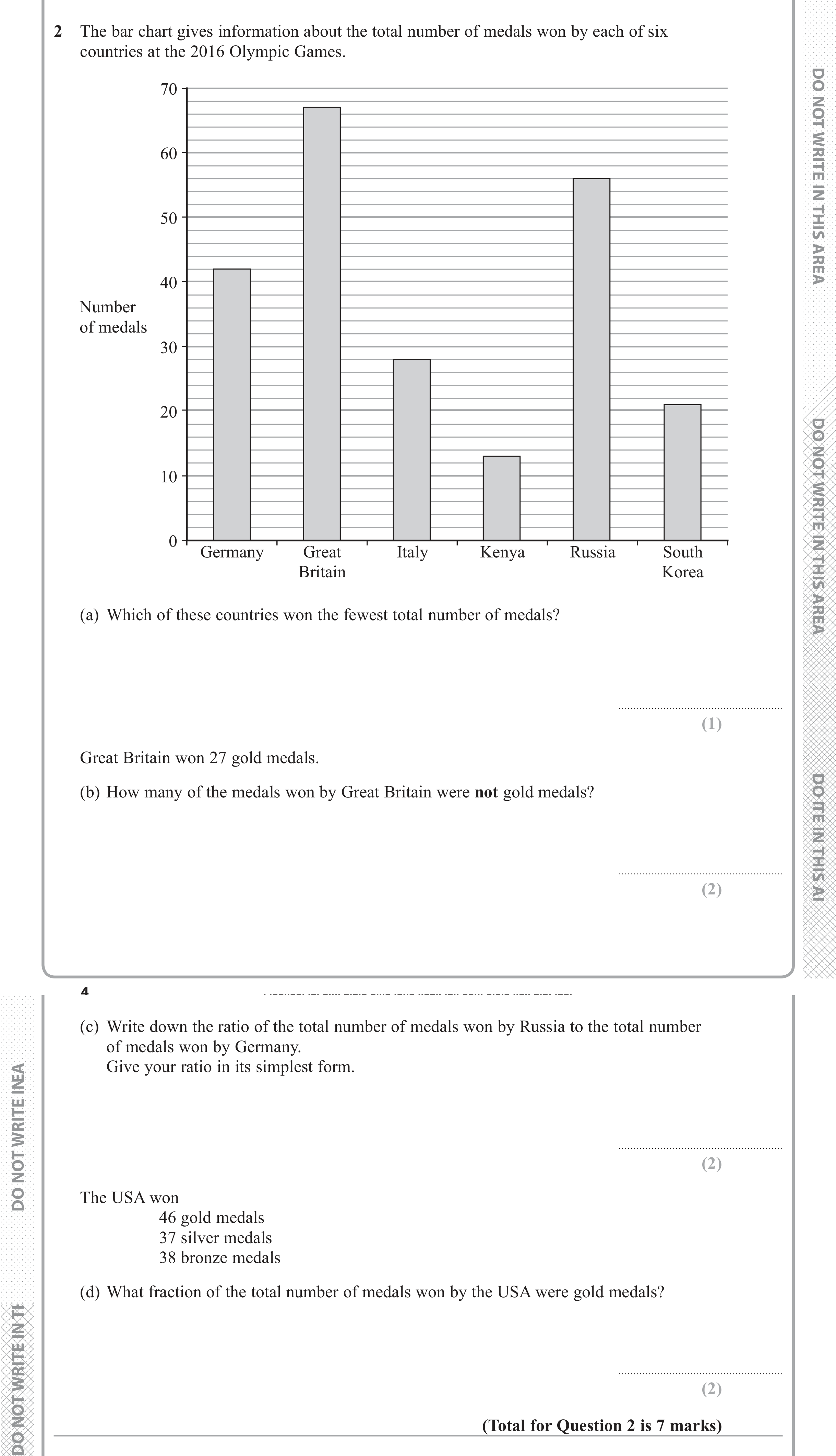 Question 2 — Interpret Statistical Diagrams, Ratios, Fractions — Edexcel iGCSE June 2018