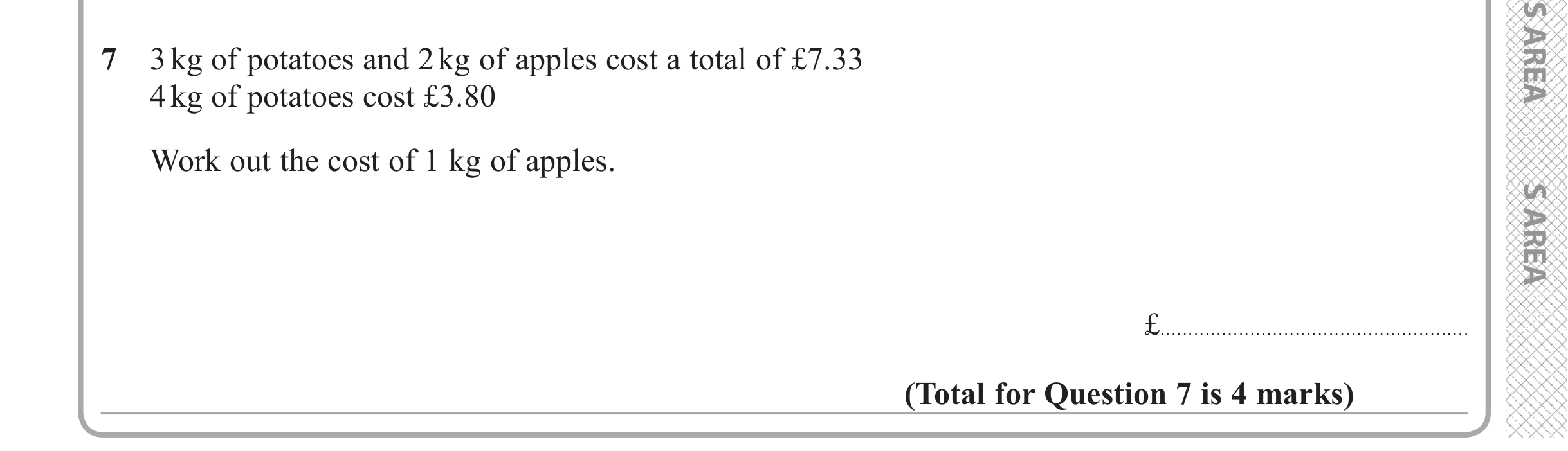Question 7 — Money Problems — Edexcel iGCSE June 2018