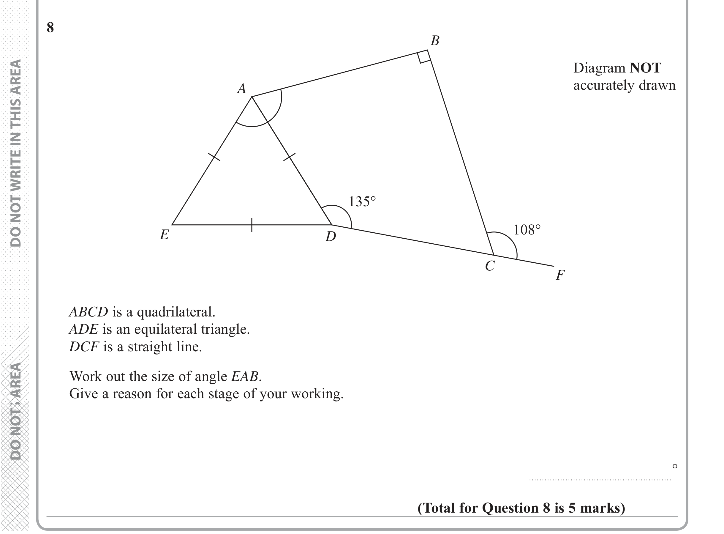 Question 8 — Angles — Edexcel iGCSE June 2018