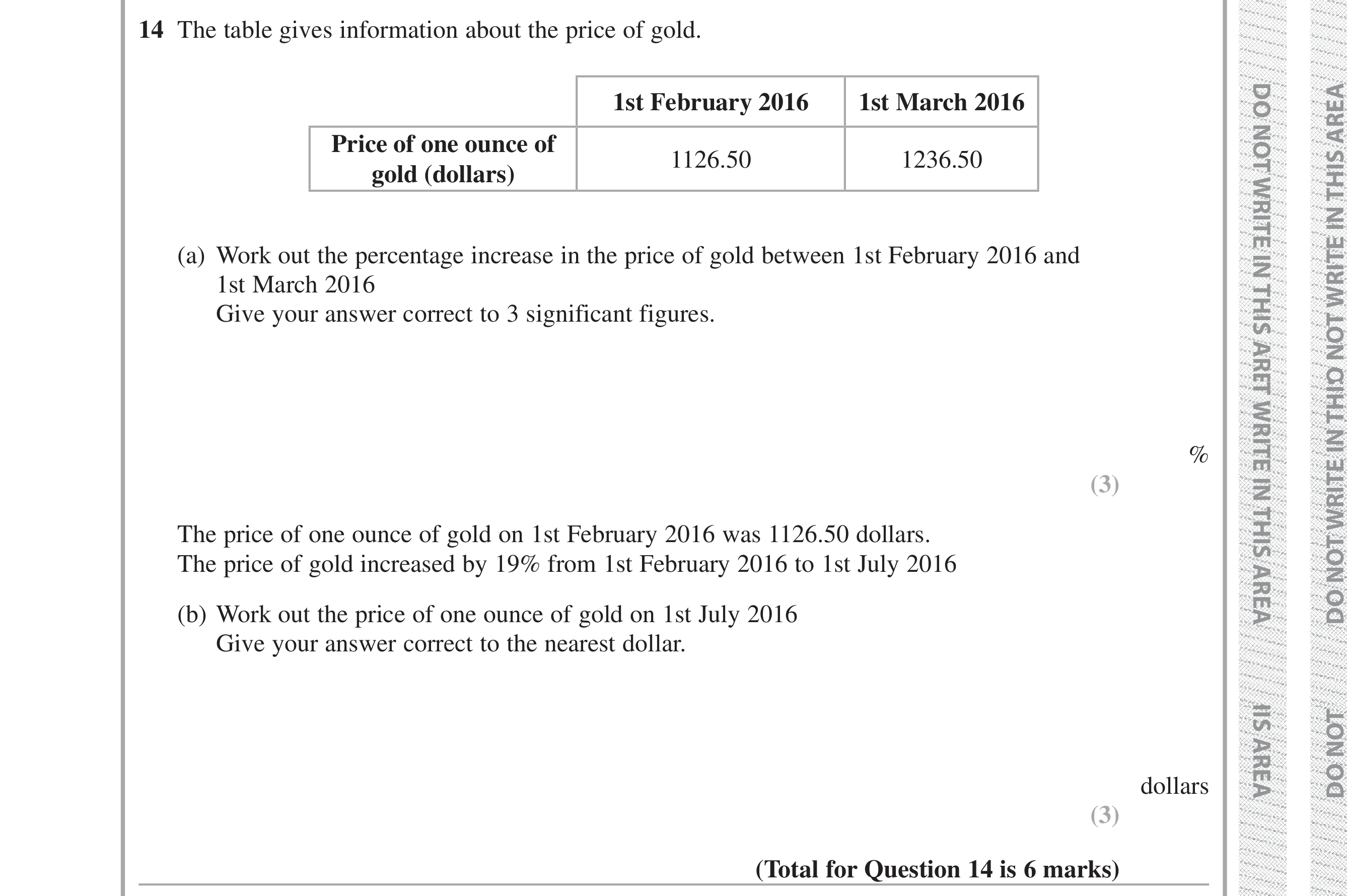 Question 14 — Percentages, Rounding — Edexcel iGCSE Jan 2019