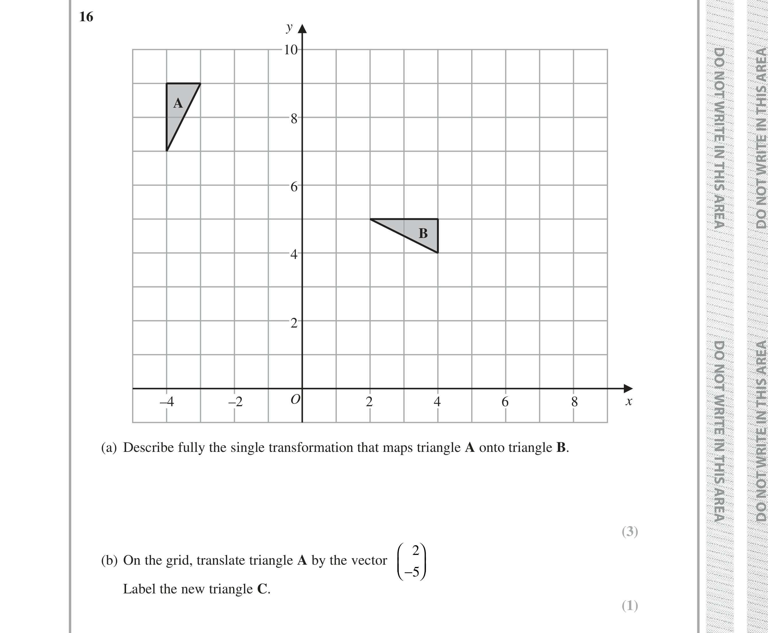 Question 16 — Rotations/Reflections/Translations/Enlargements — Edexcel iGCSE Jan 2019