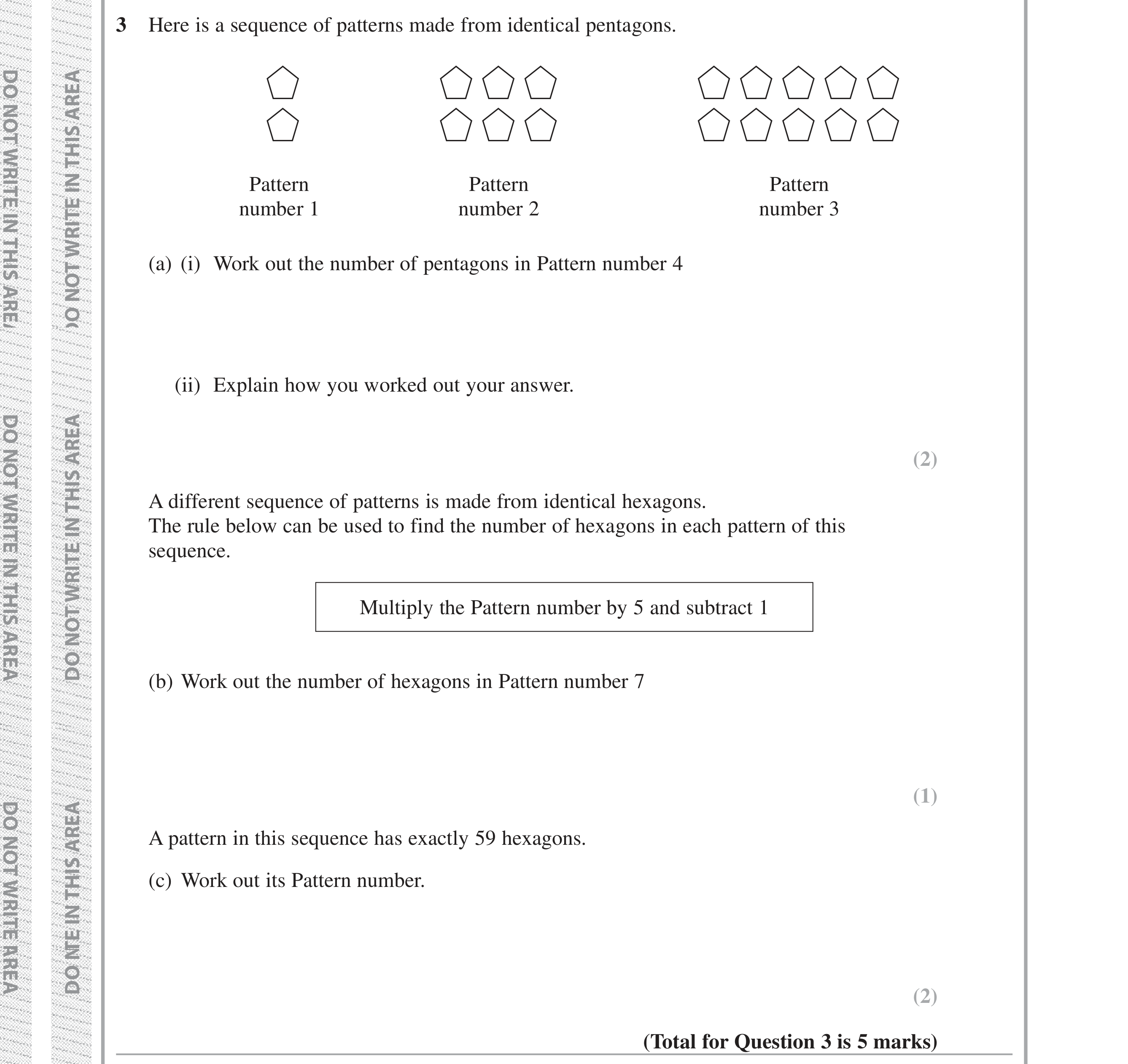 Question 3 — Sequences — Edexcel iGCSE Jan 2019