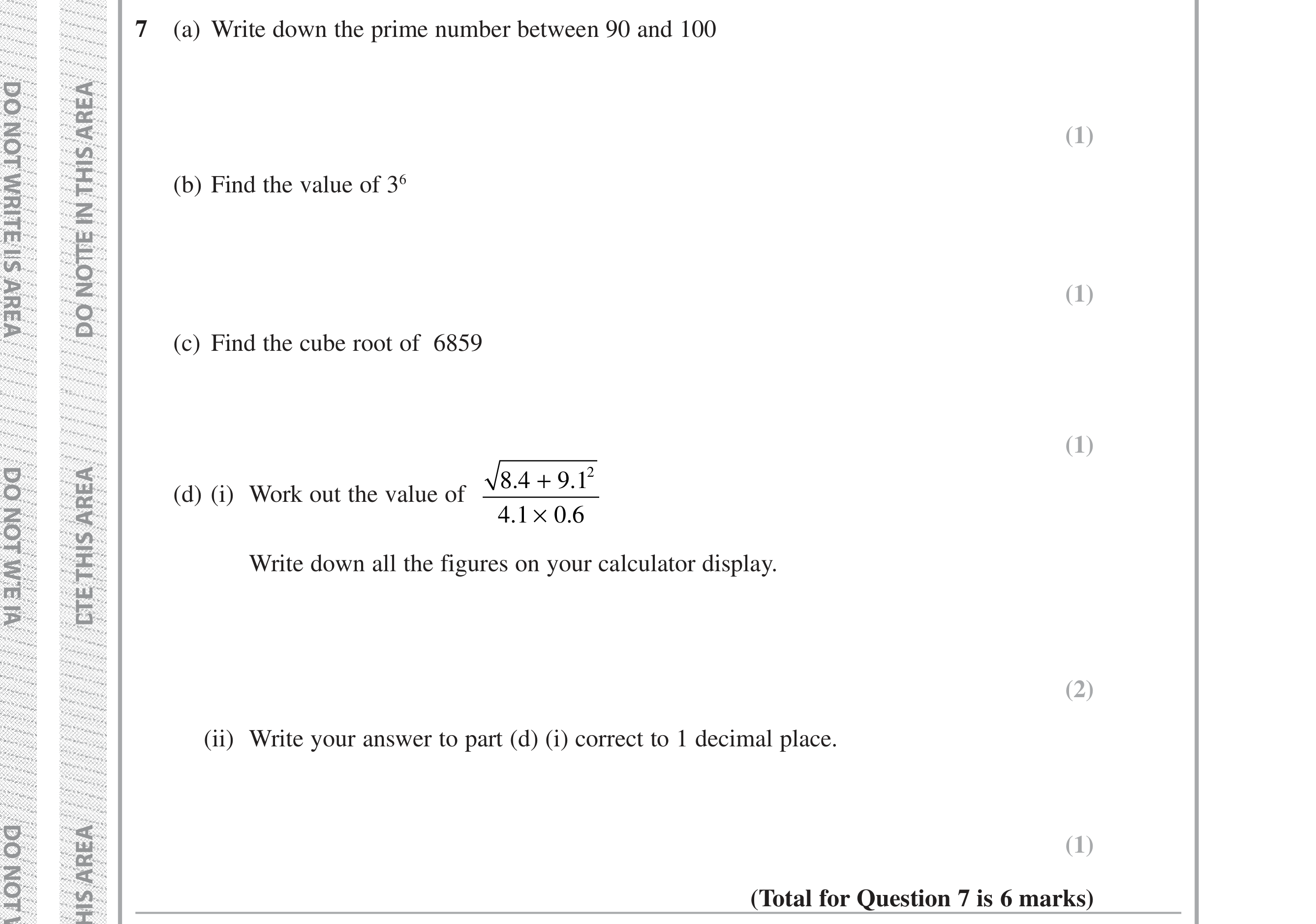 Question 7 — Numbers, Calculator Questions, Rounding — Edexcel iGCSE Jan 2019