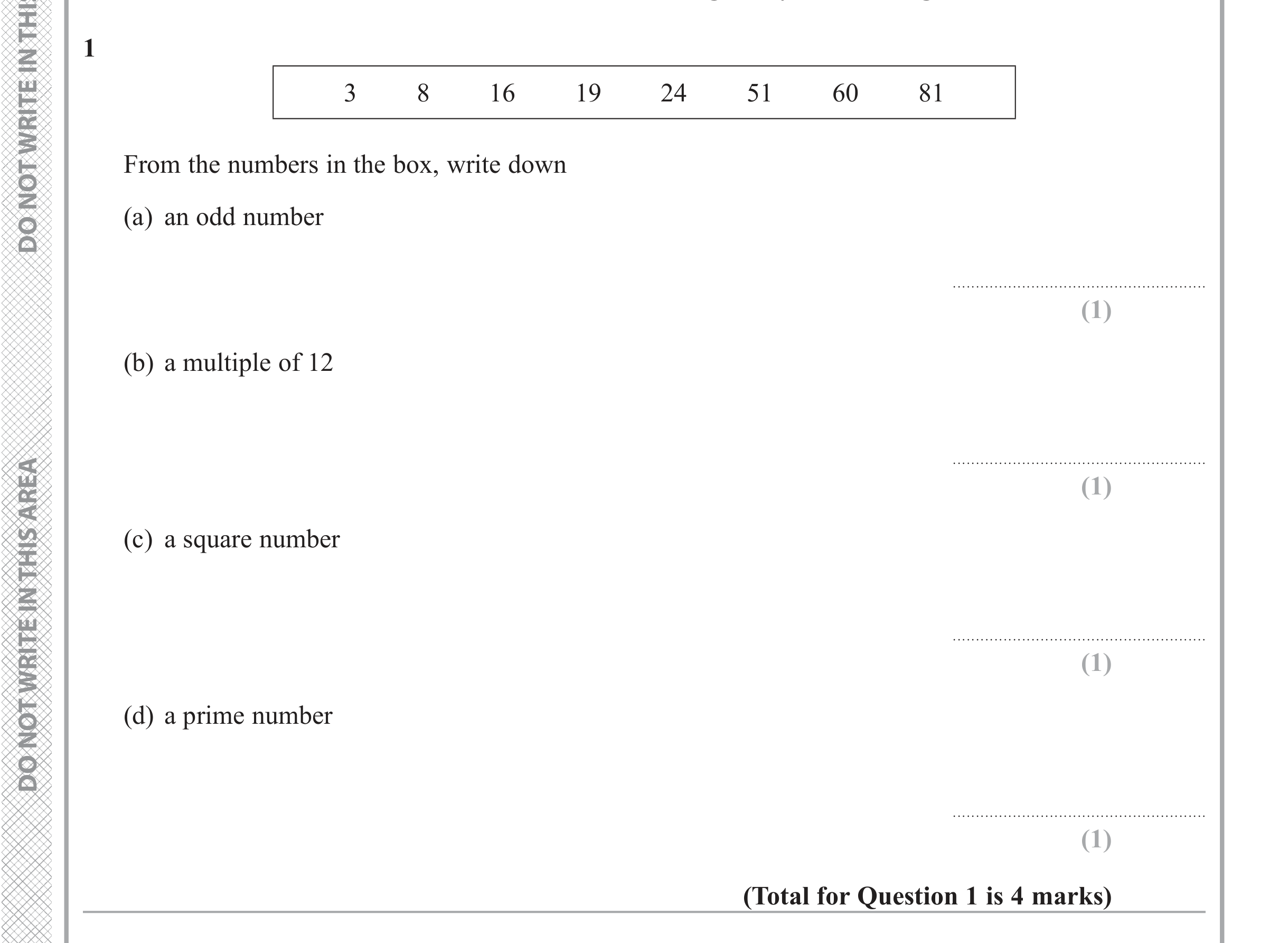 Question 1 — Numbers — Edexcel iGCSE June 2019