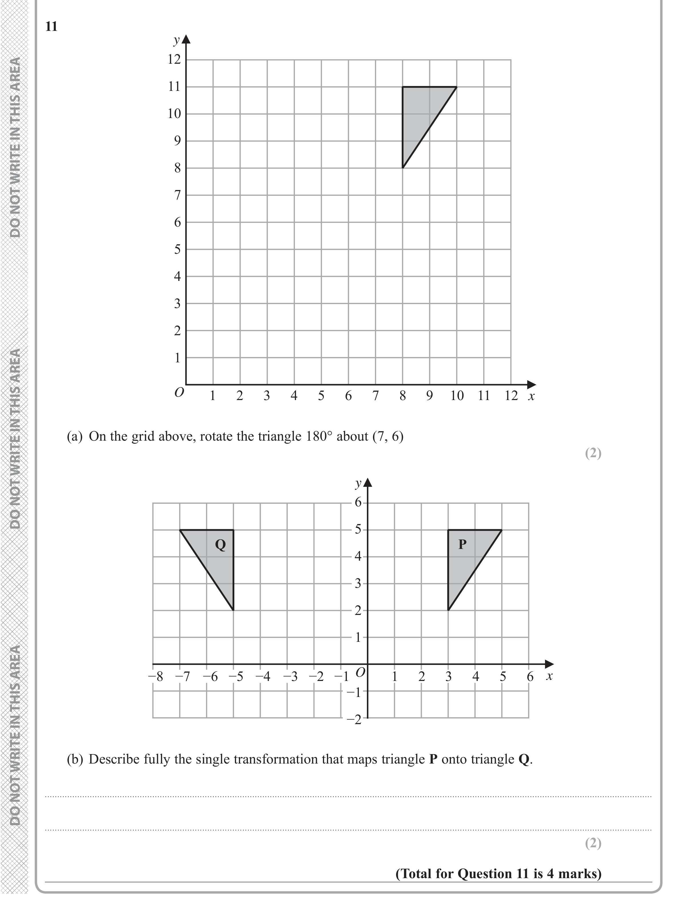Question 11 — Rotations/Reflections/Translations/Enlargements — Edexcel iGCSE June 2019