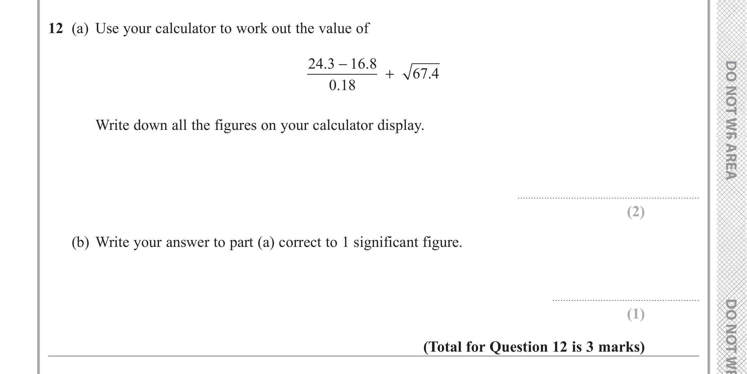 Question 12 — Calculator Questions, Rounding — Edexcel iGCSE June 2019