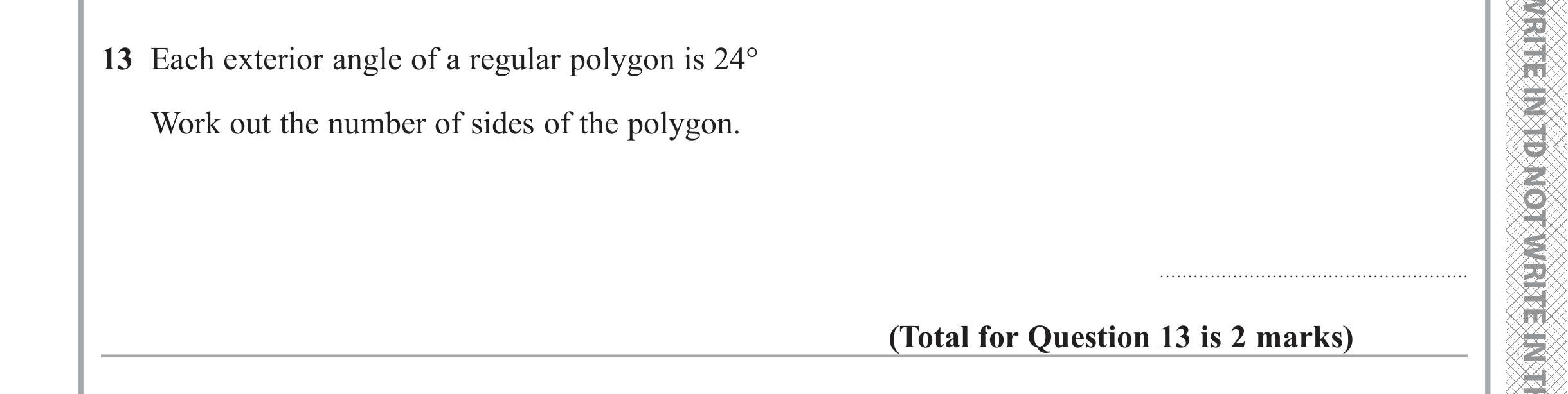 Question 13 — Interior and Exterior Angles — Edexcel iGCSE June 2019
